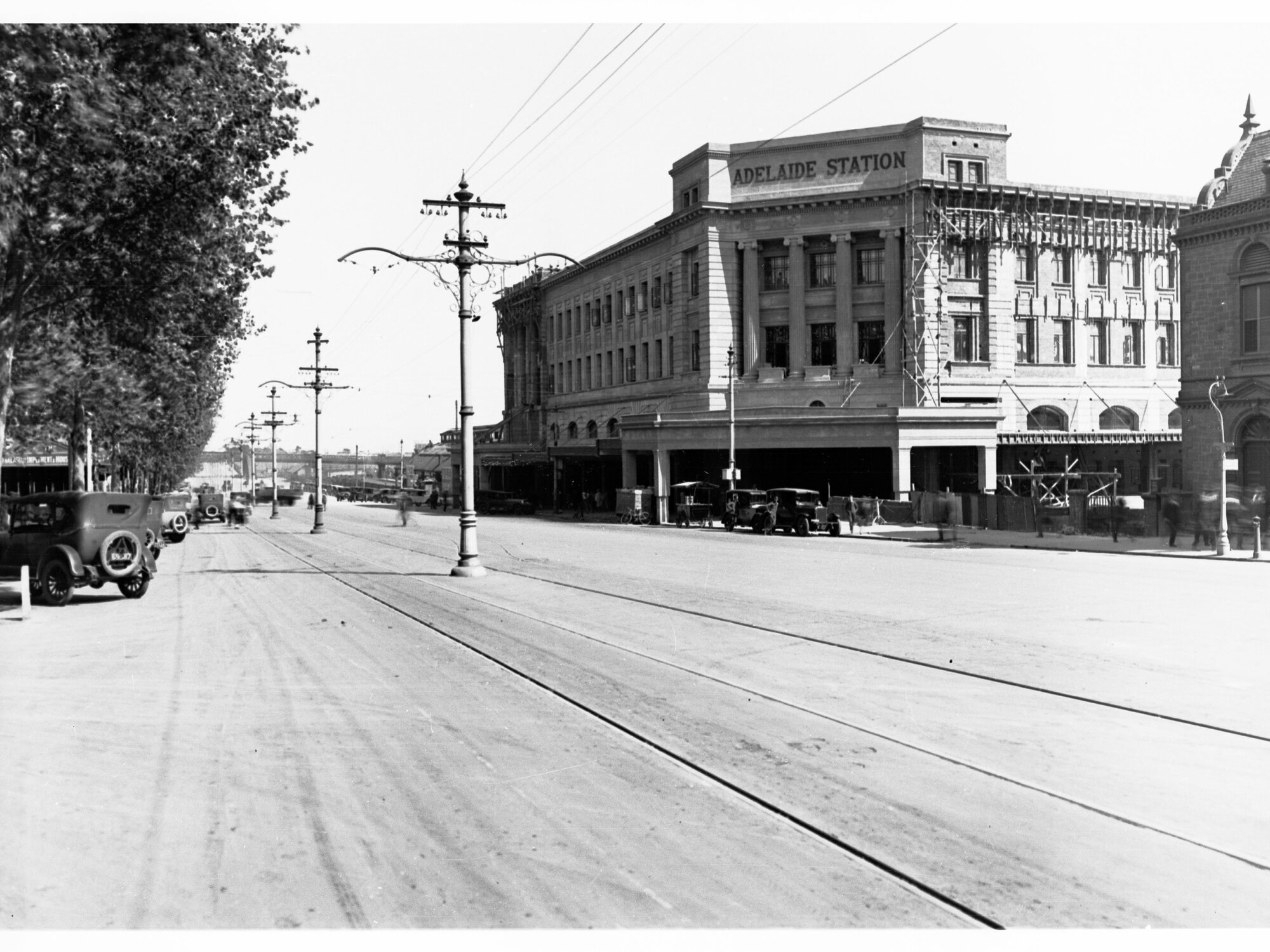 Adelaide Railway Station Showing Automobiles on North Terrace
