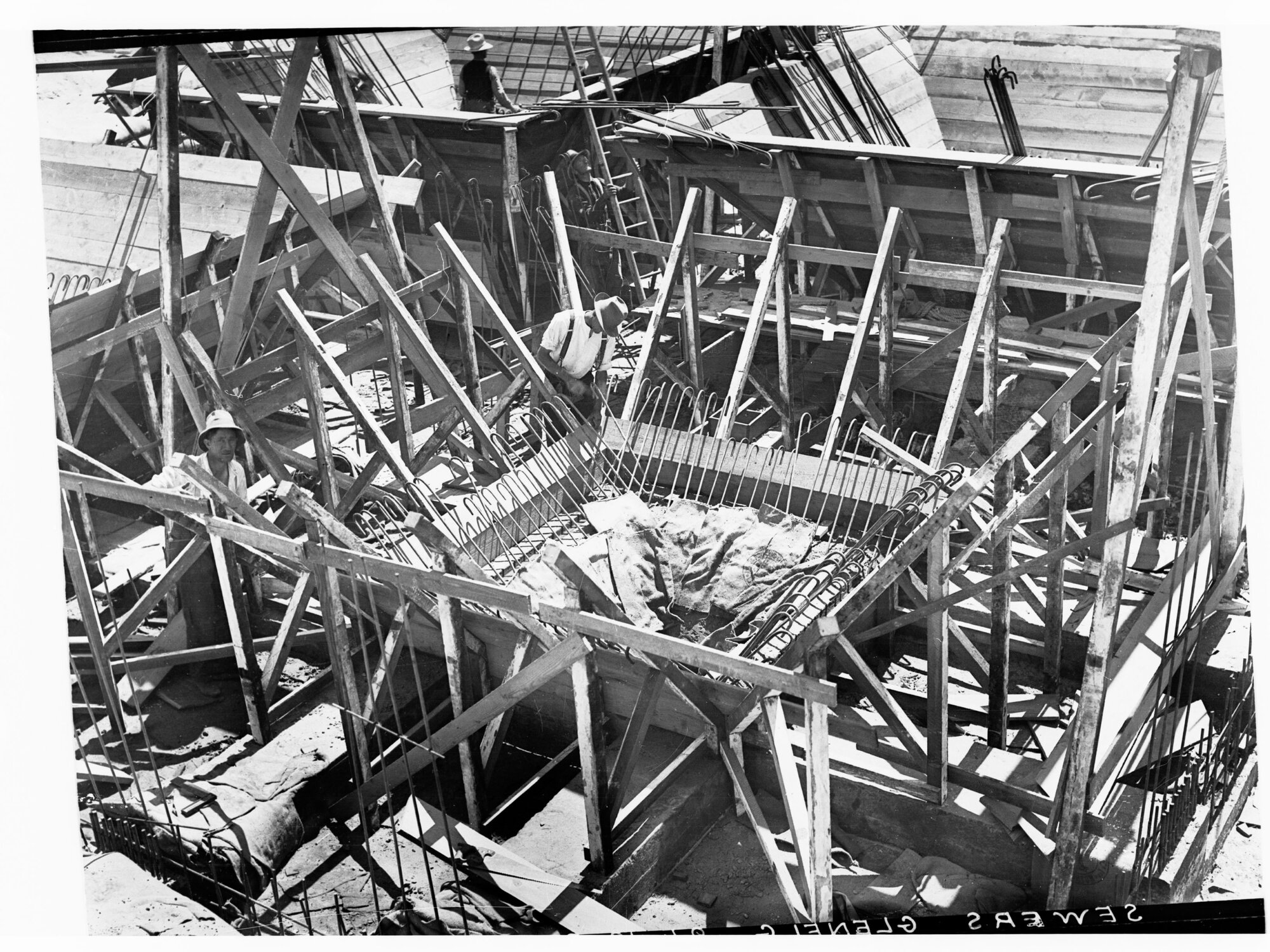 Glenelg Sewerage Works, men working