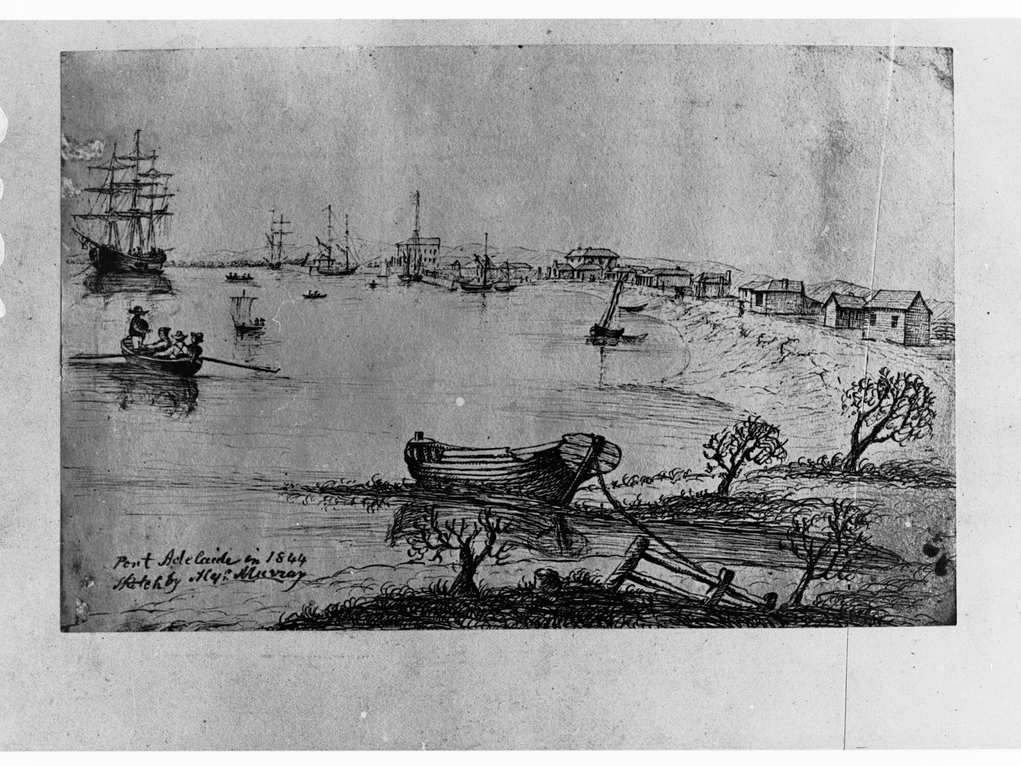 Port Adelaide in 1844 - sketch by Alex Murray