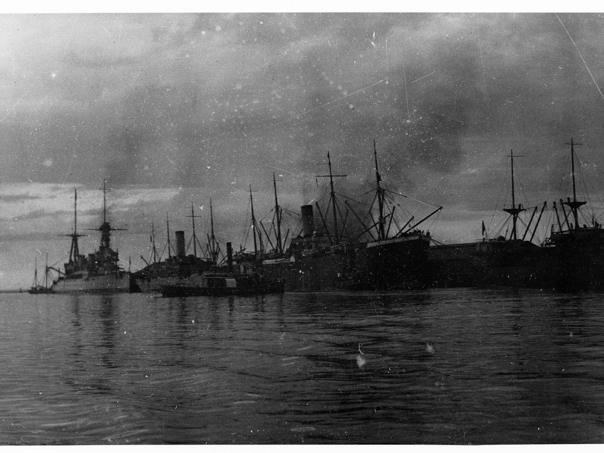 Ship 'Leitrim' and HMS New Zealand berthed at Outer Harbor