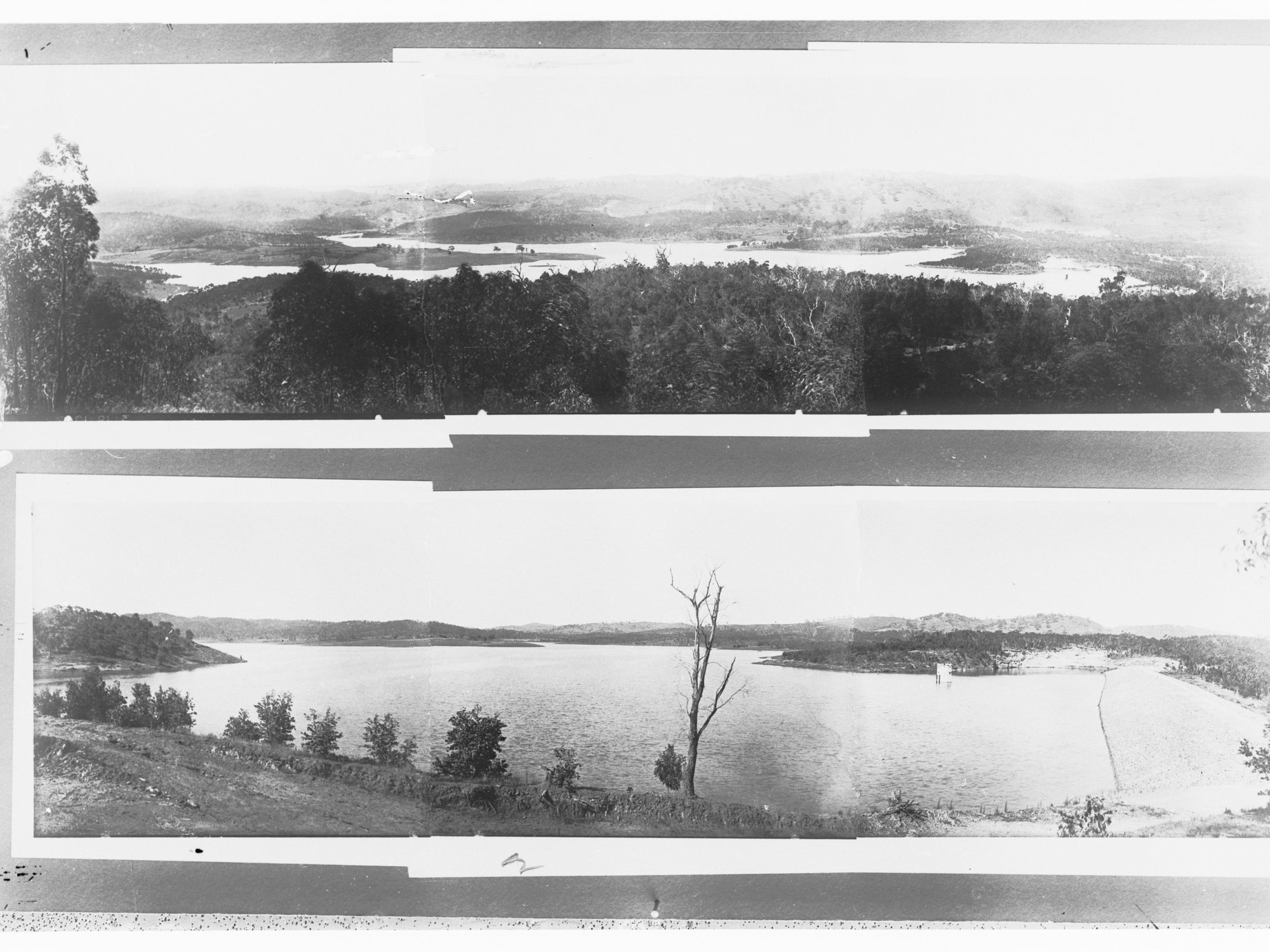 Millbrook Reservoir - two panoramic photos on the one negative
