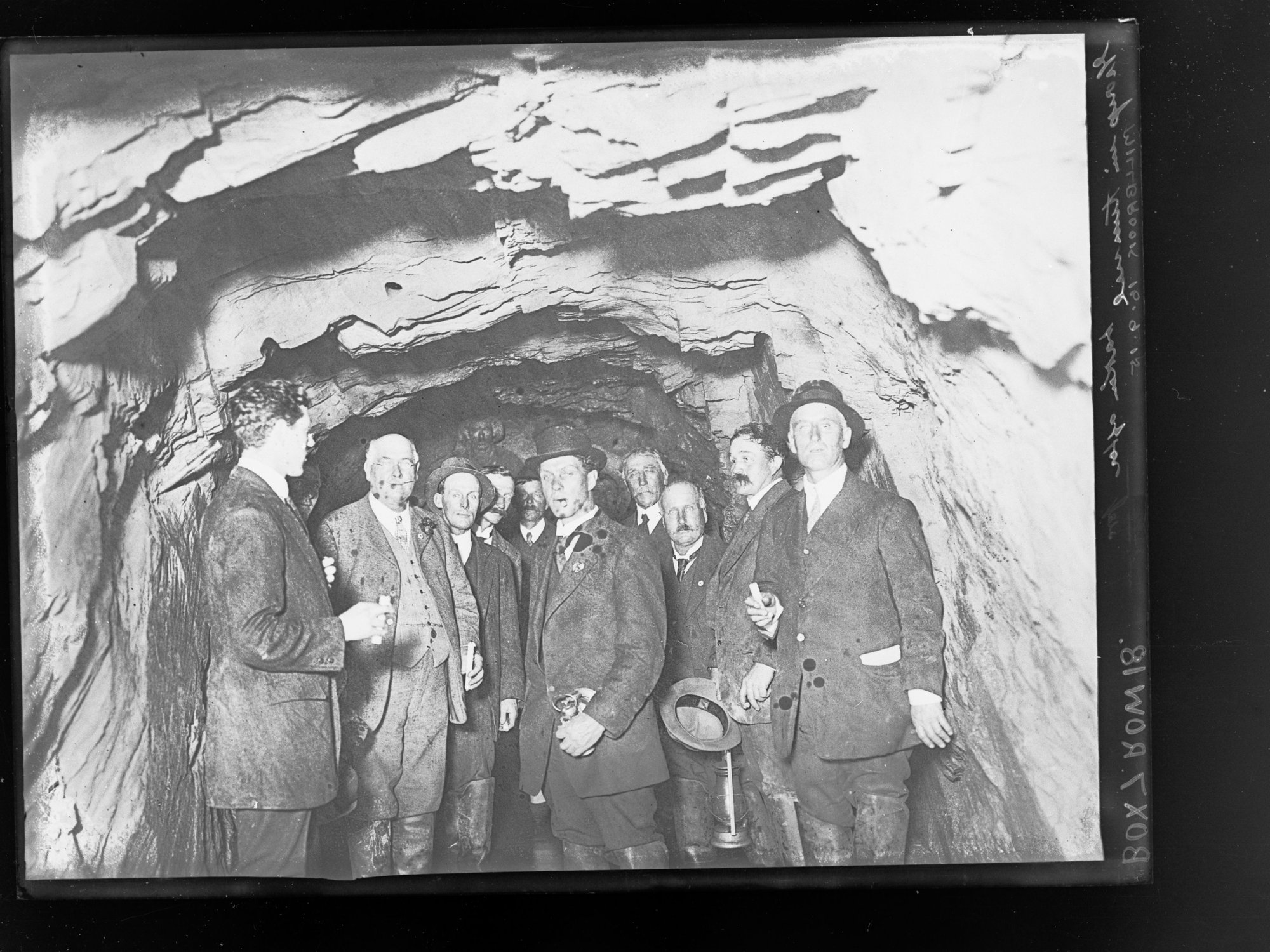 Construction of Millbrook Reservoir, South Australia, group of men in tunnel
