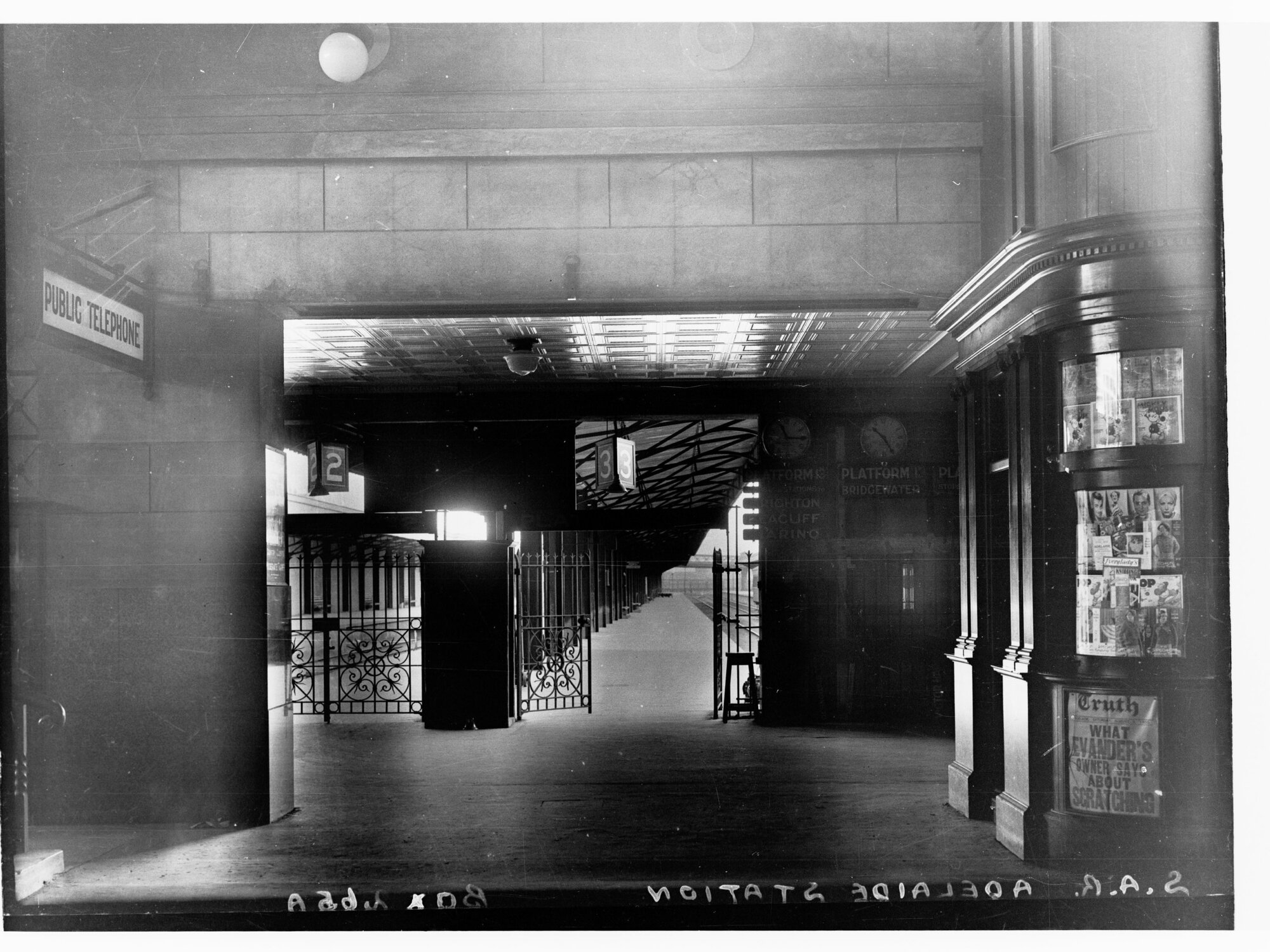 Interior of Adelaide Railway Station, platform gates