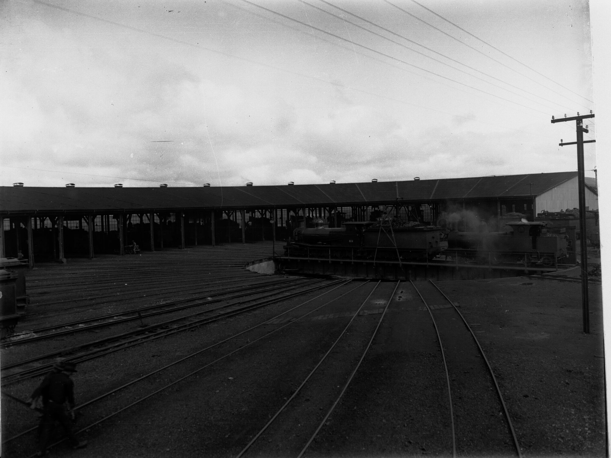 Railway Roundhouse at Peterborough Engine Being Turned Around