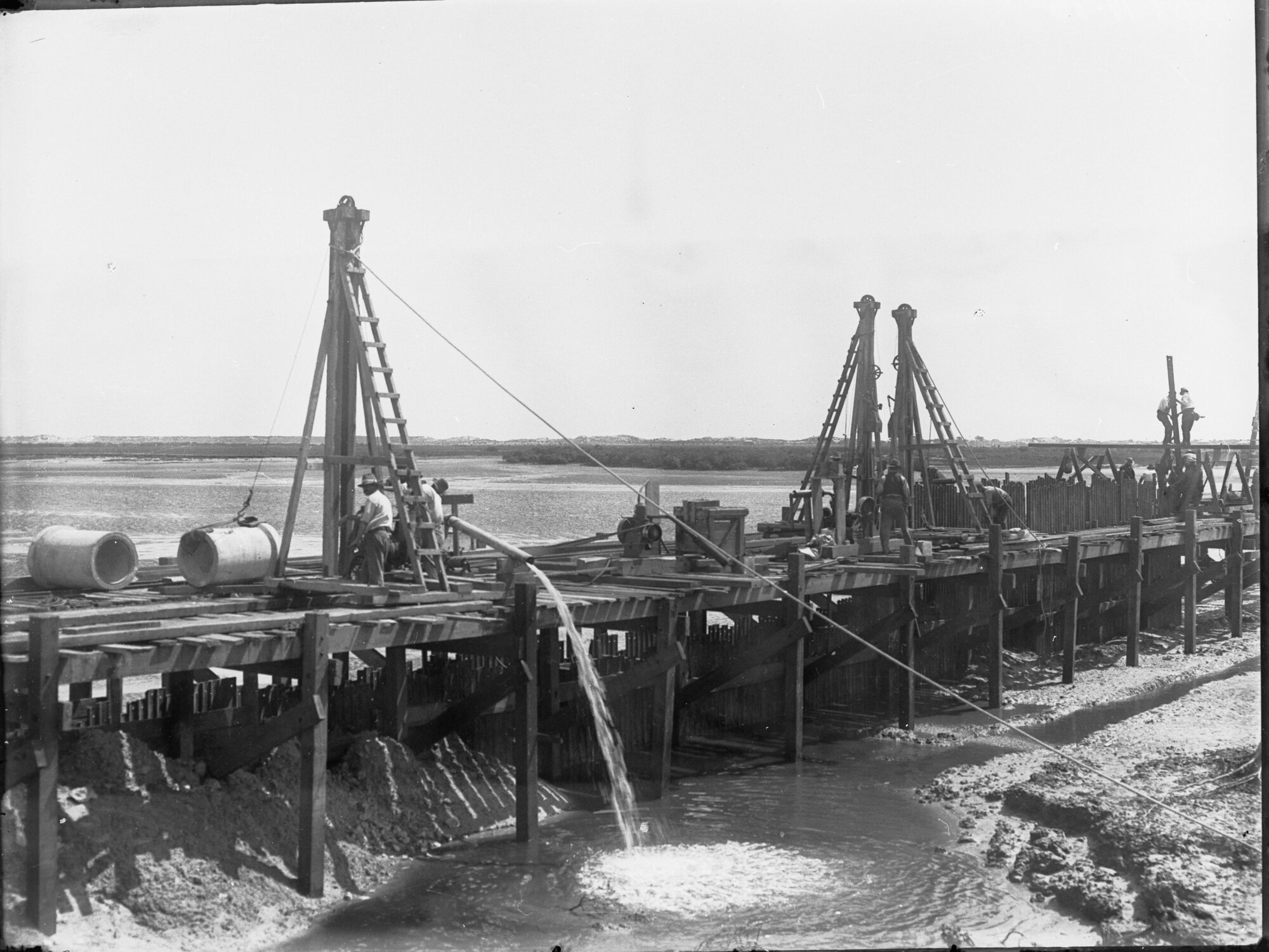 Sewers under construction at Glanville