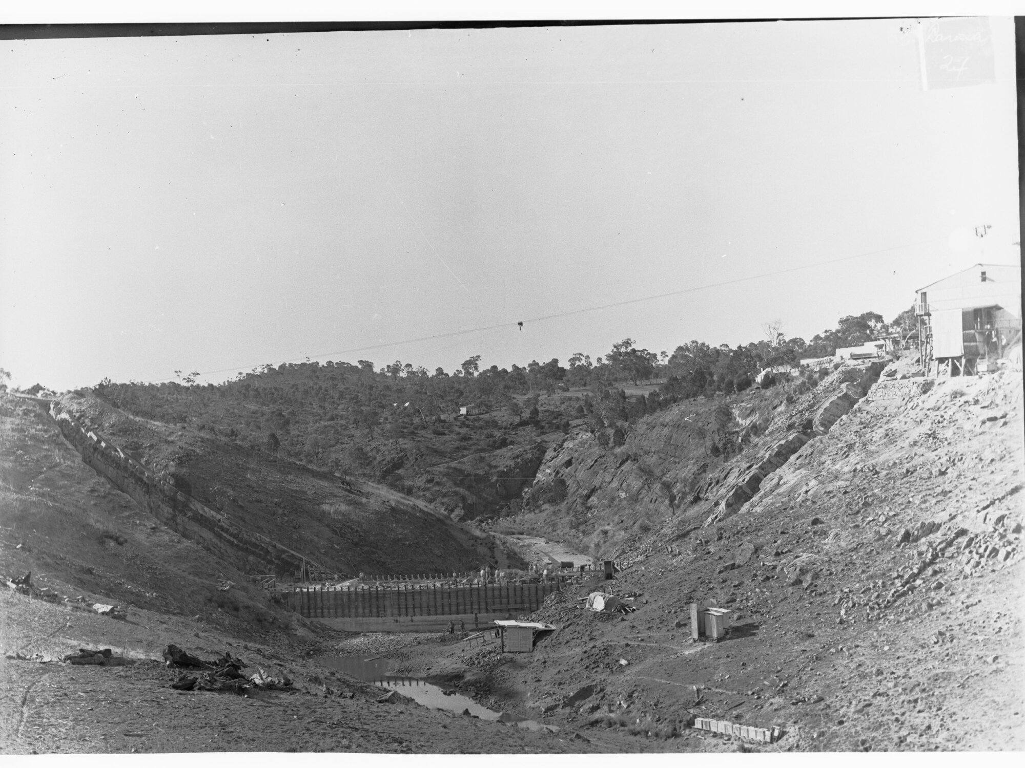 Construction of main dam at Barossa Waterworks