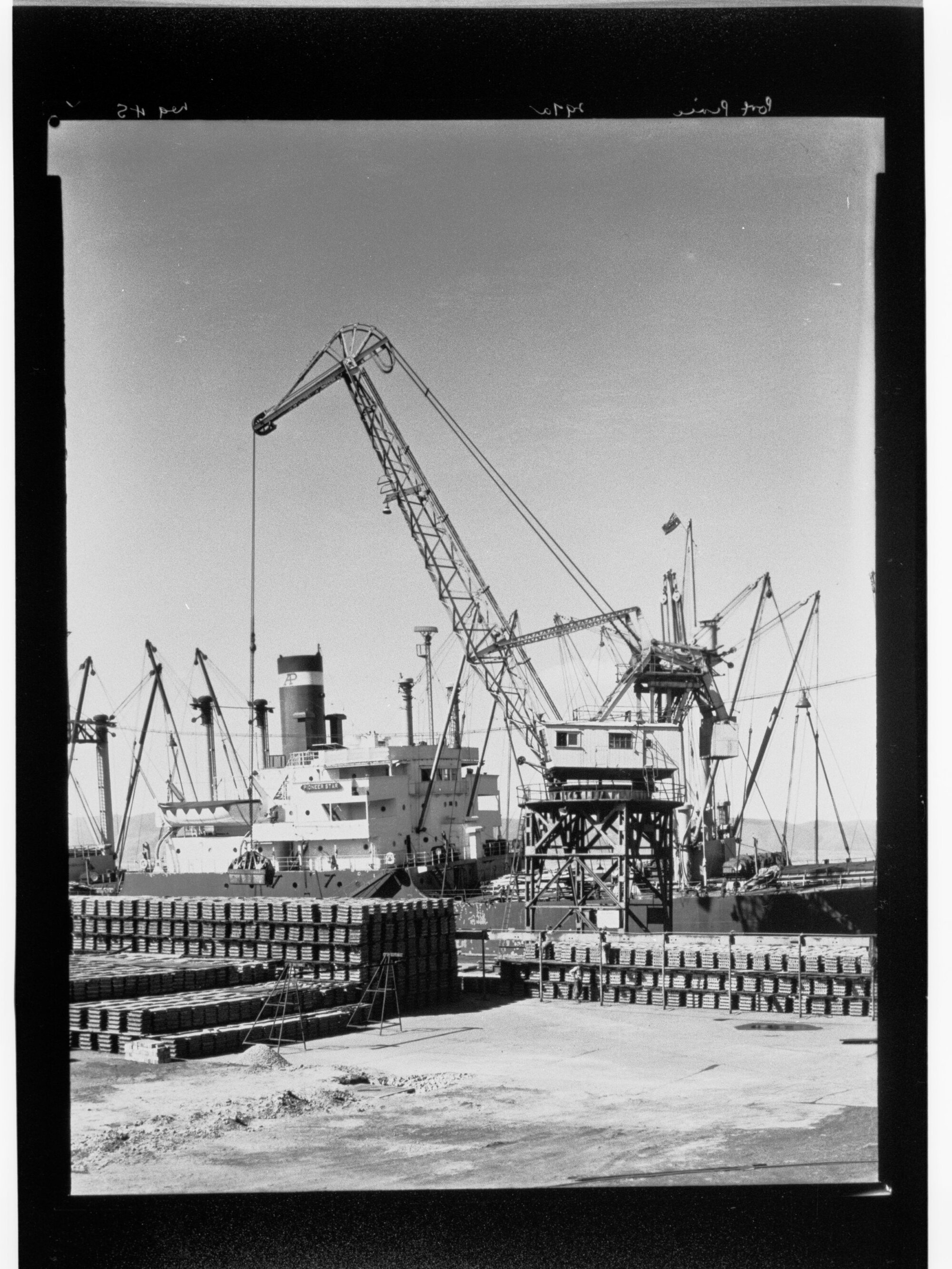 Port Pirie - goods being loaded/unloaded onto ship by crane