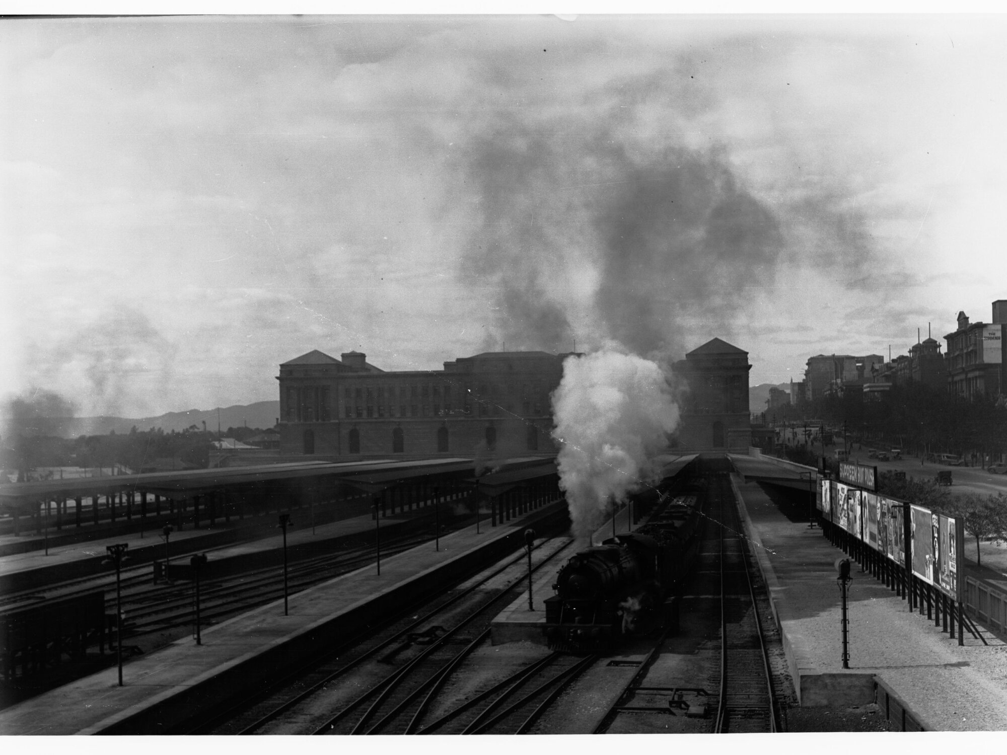 Adelaide railway station showing railway locomotive