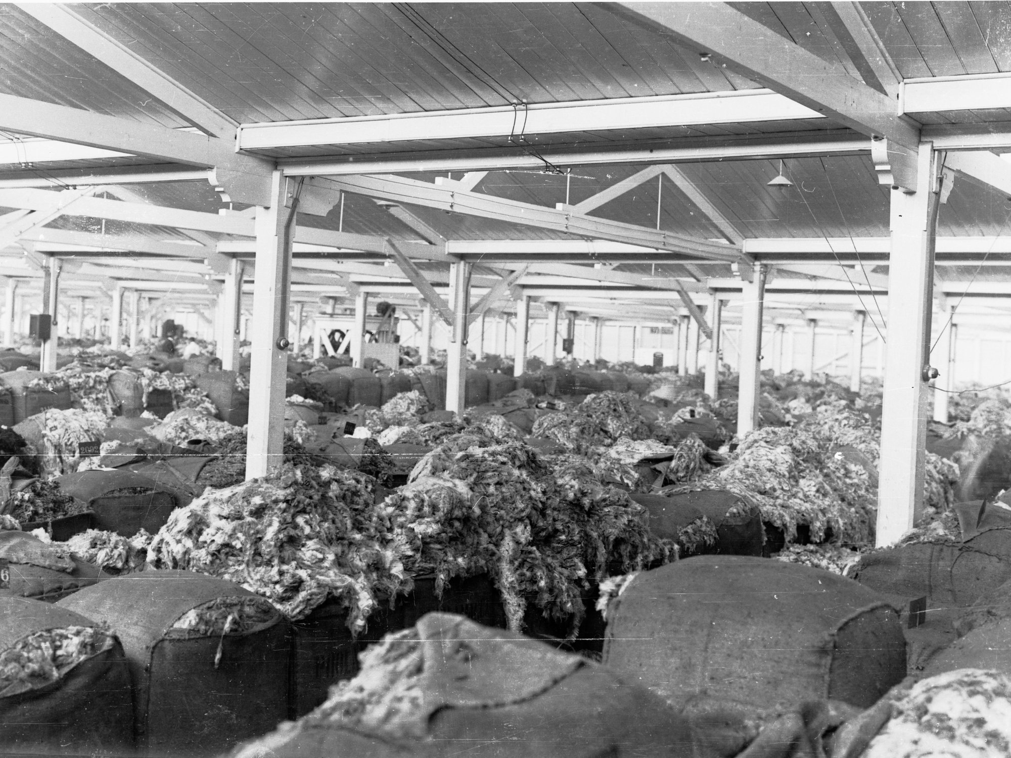 Bales of wool stored at Port Adelaide
