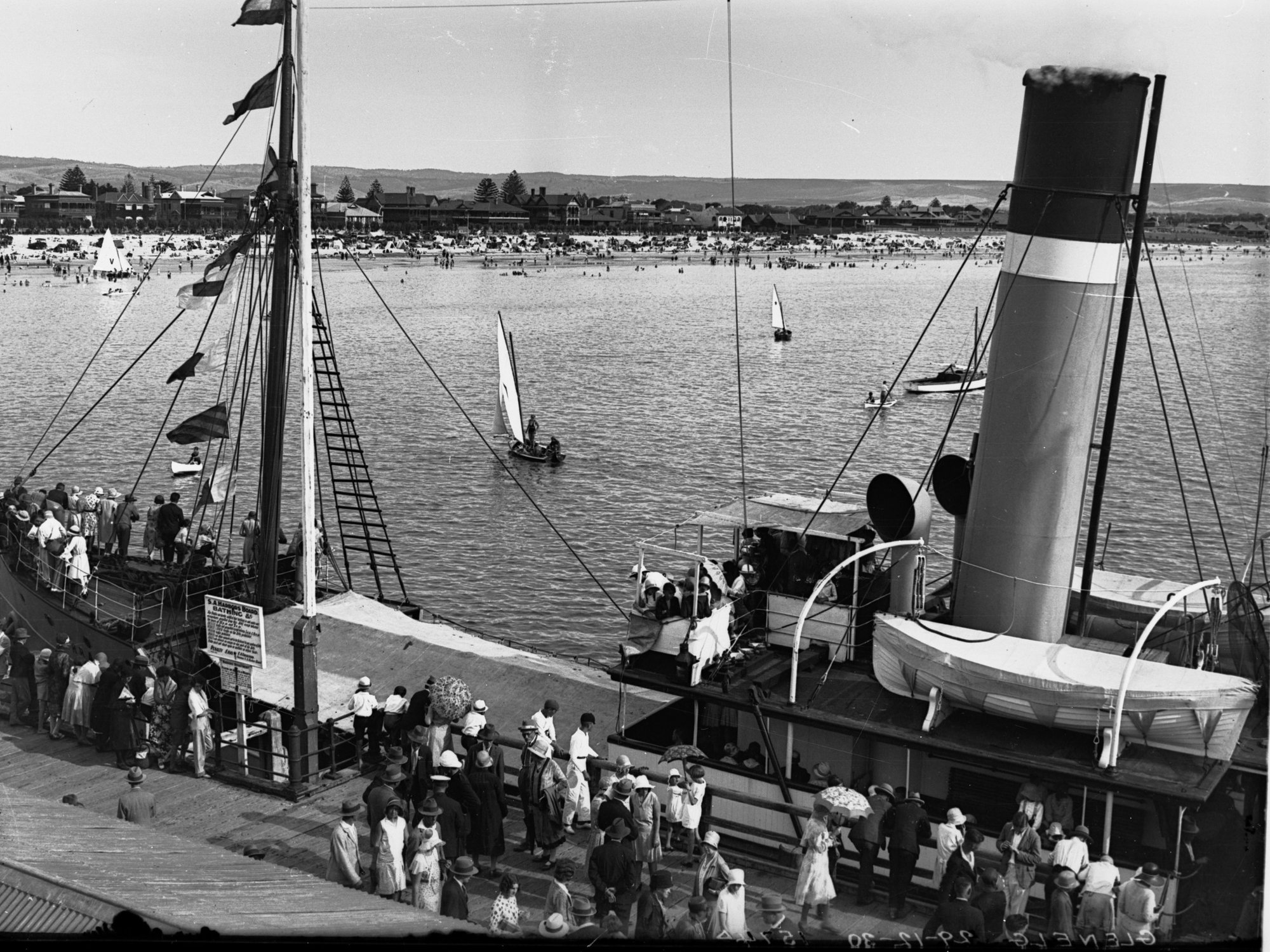 Glenelg Showing People Aboard a Ship "Karatta" Looking Toward Glenelg Sea Shore