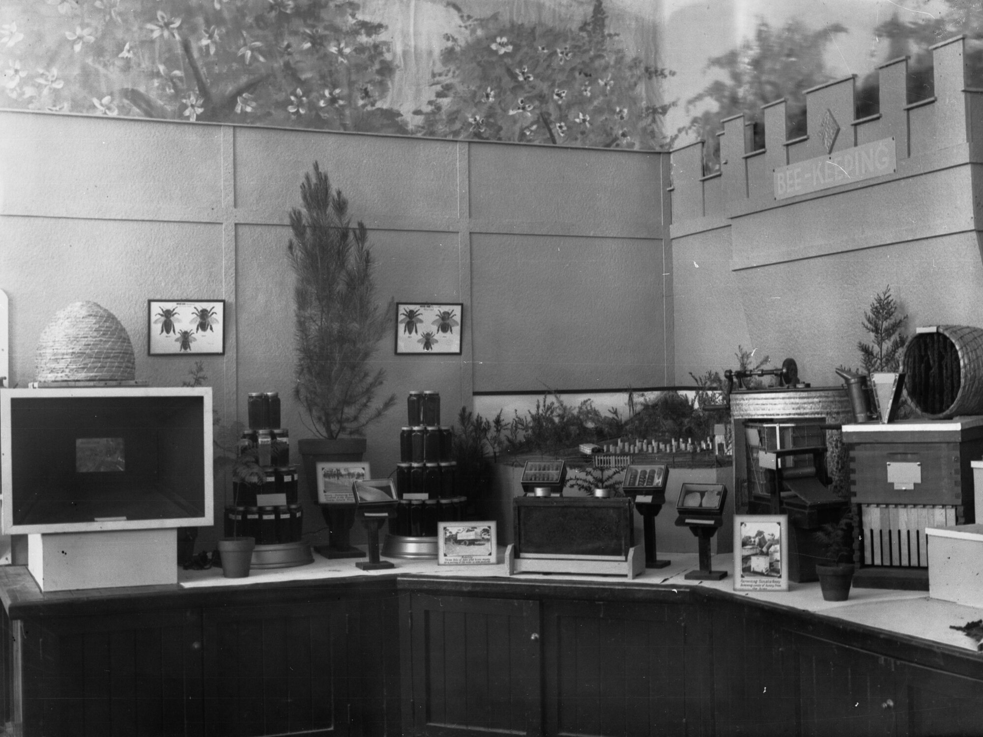 Exhibition for the Department of Agriculture showing bee keeping and honey