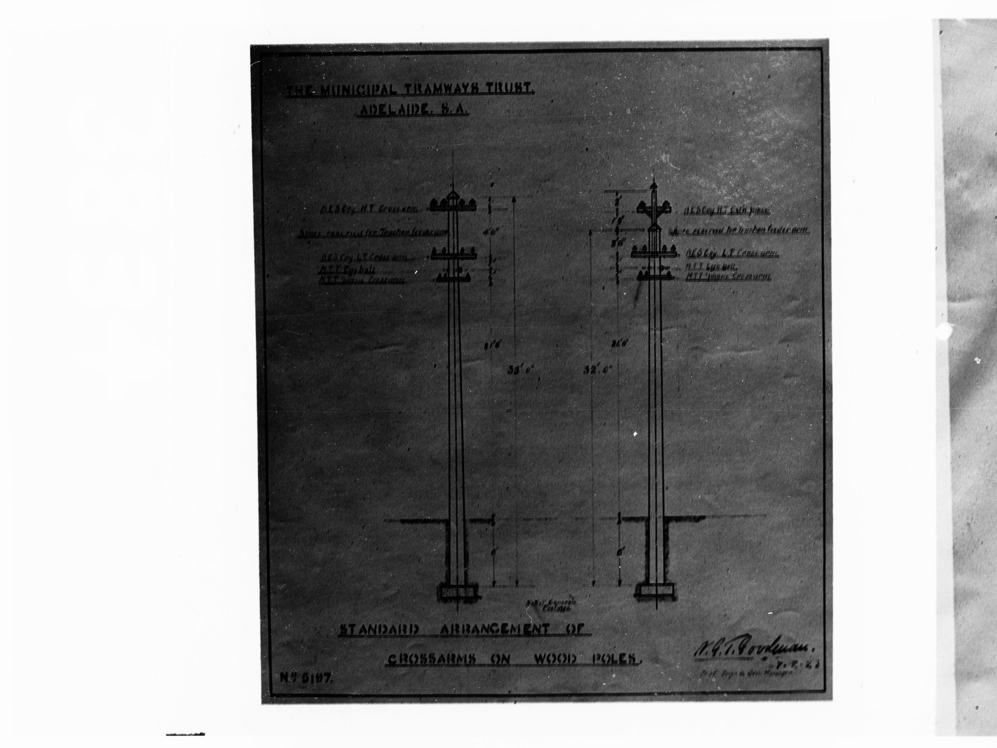 Diagram of Municipal Tramways Trust Poles