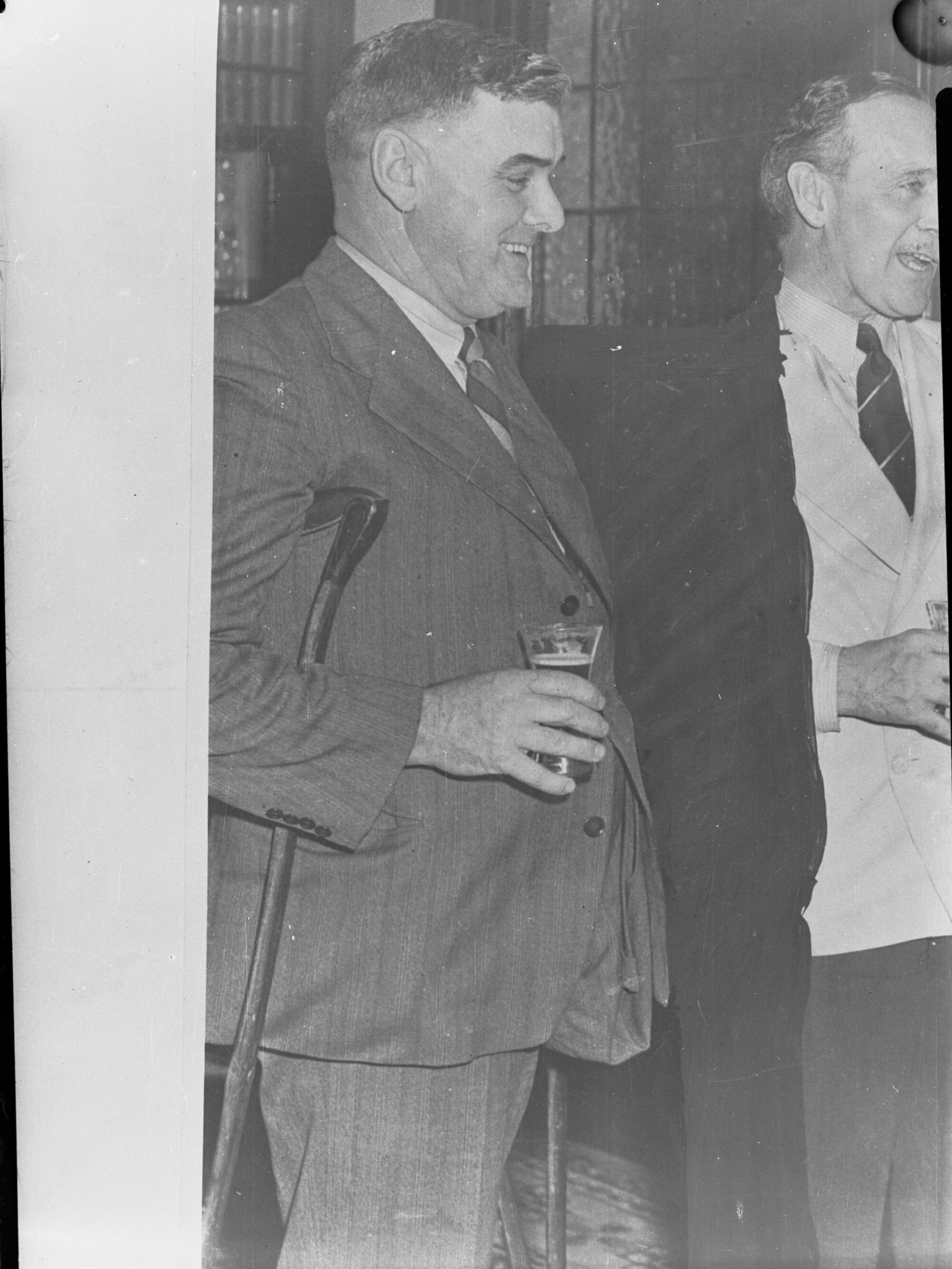 Two men drinking beer