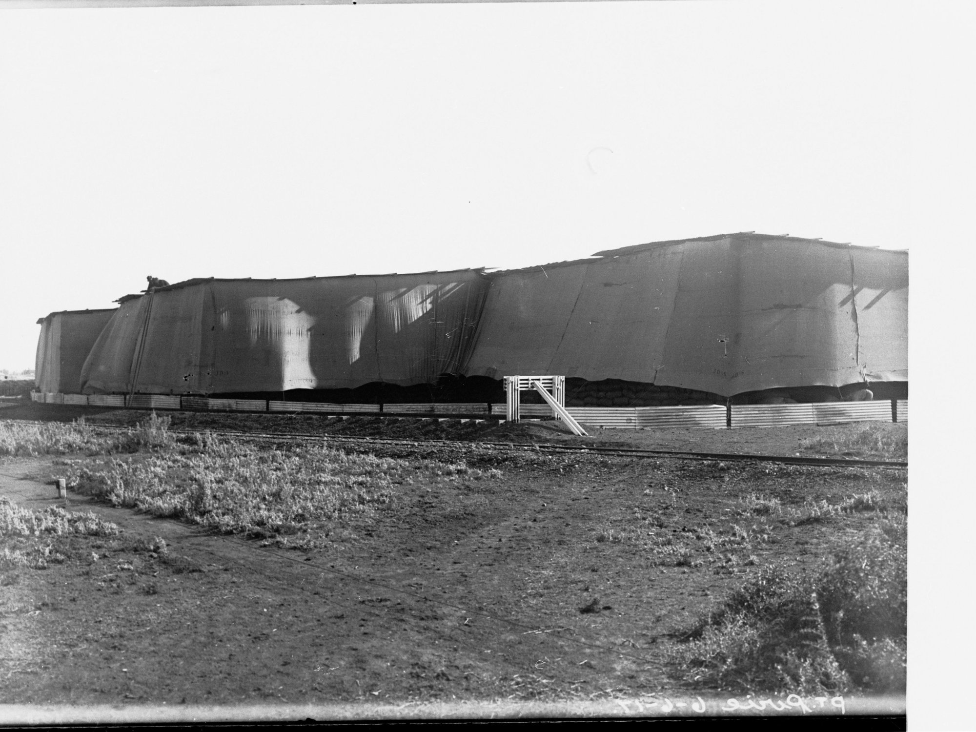 Port Pirie Railway Line showing  wheat stacks