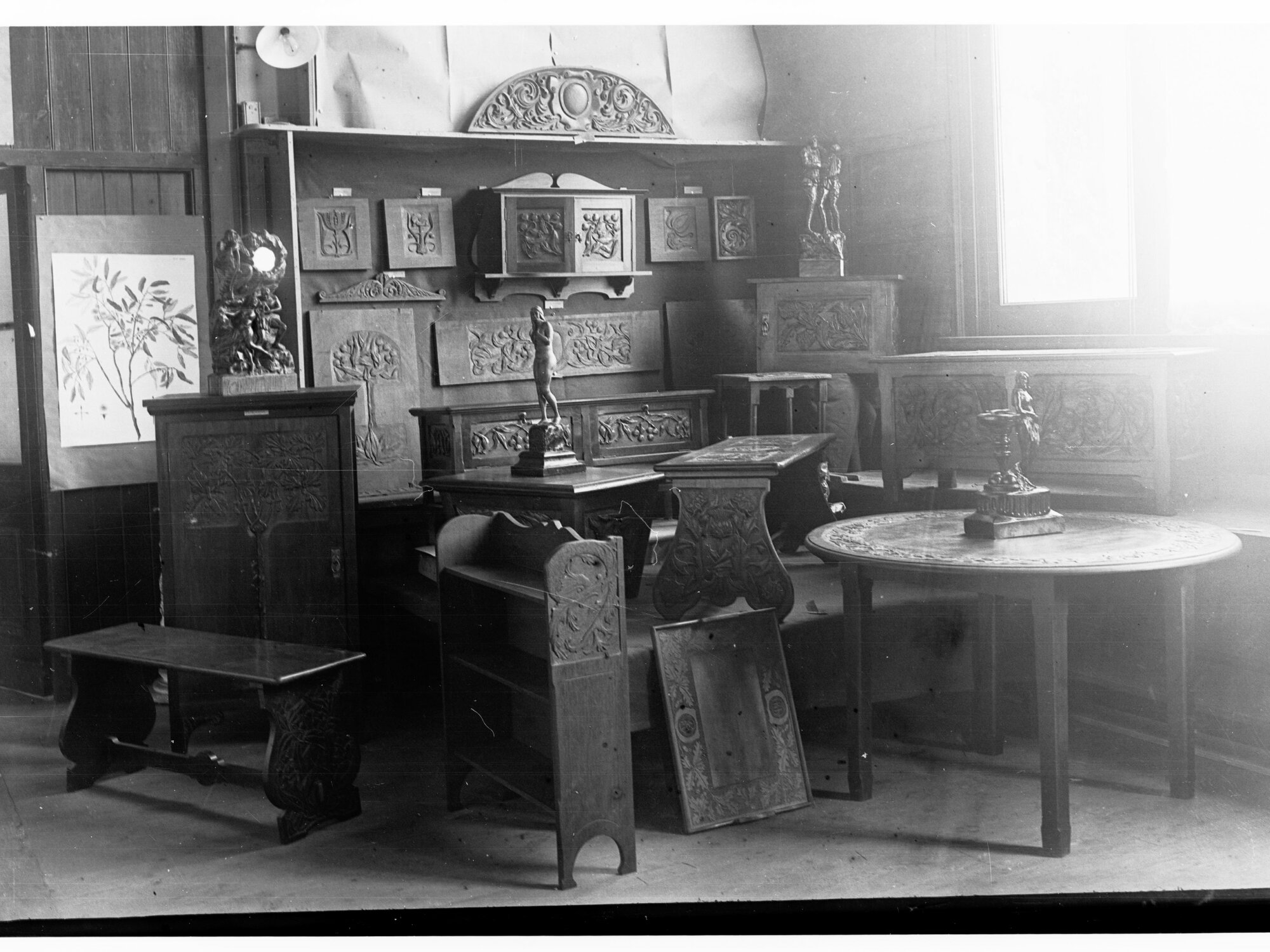 Carved Table and Statues
