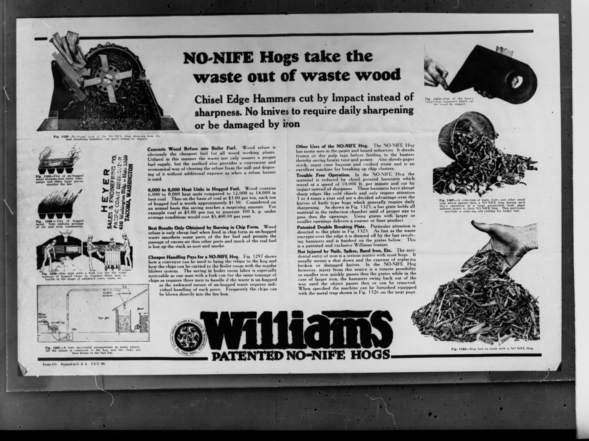 Advertisement for Forest Machinery Williams No-Nife Hogs