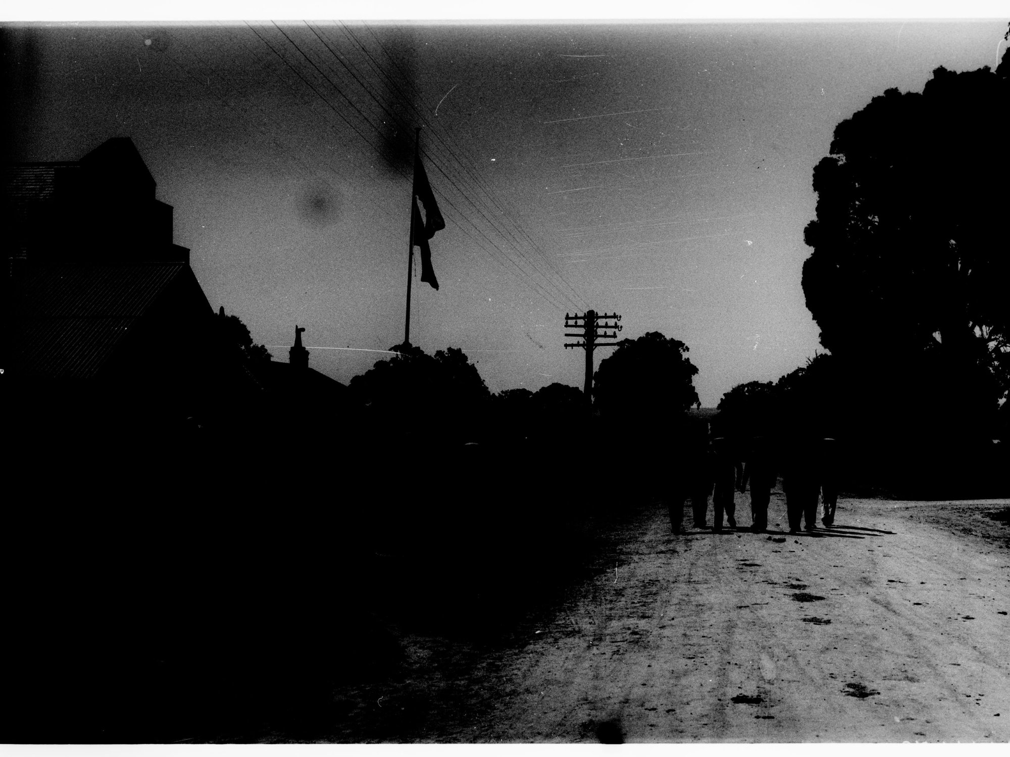 Visit to Willunga by the sailors from HMS Hood - walking down a street