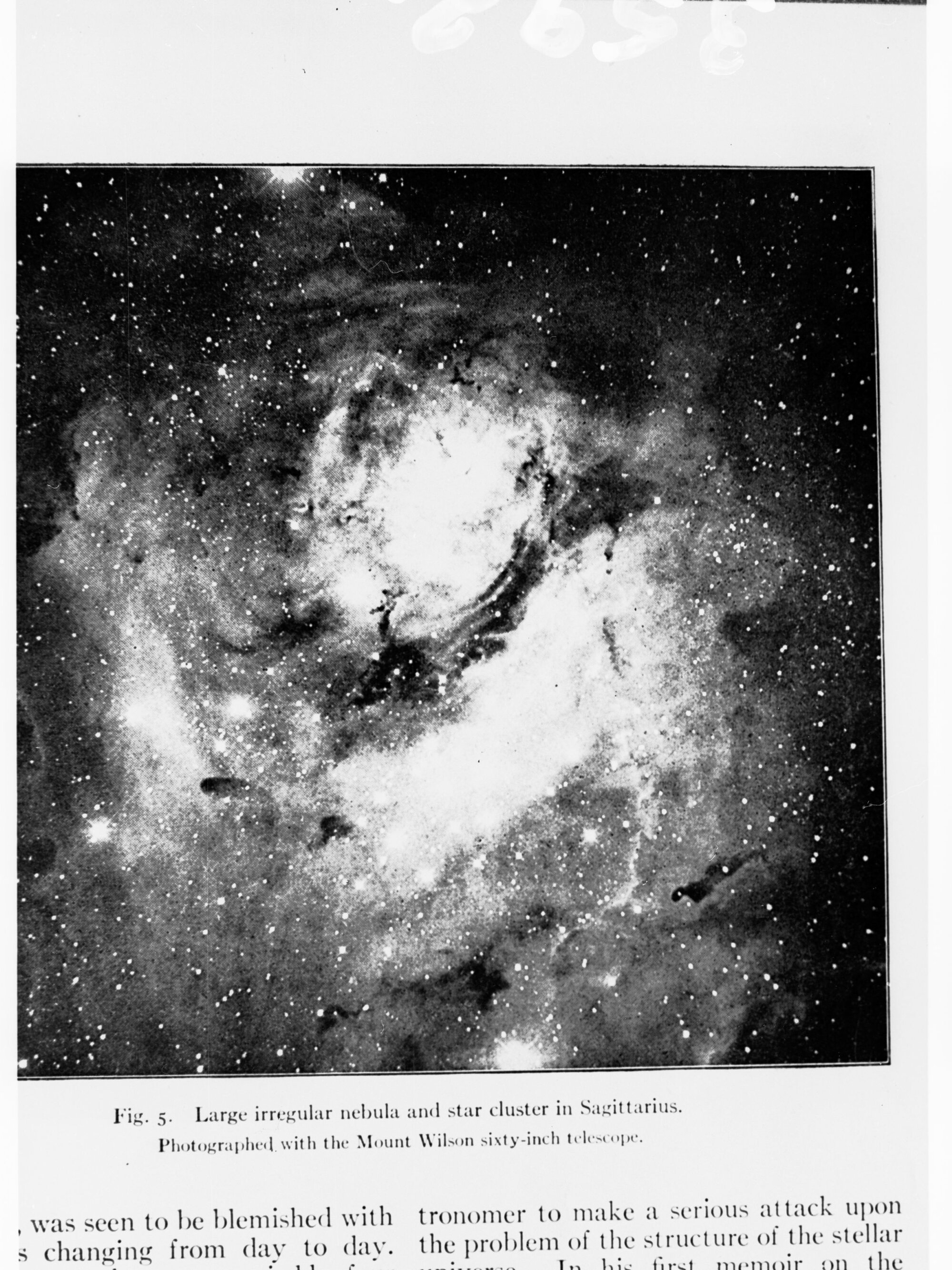 Large irregular nebula and star cluster in Sagittarius