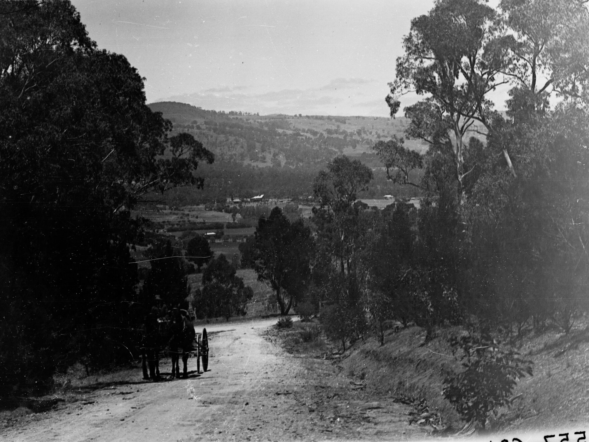 Horse Drawn Carriage on a Road Showing View of Highbury in the Background