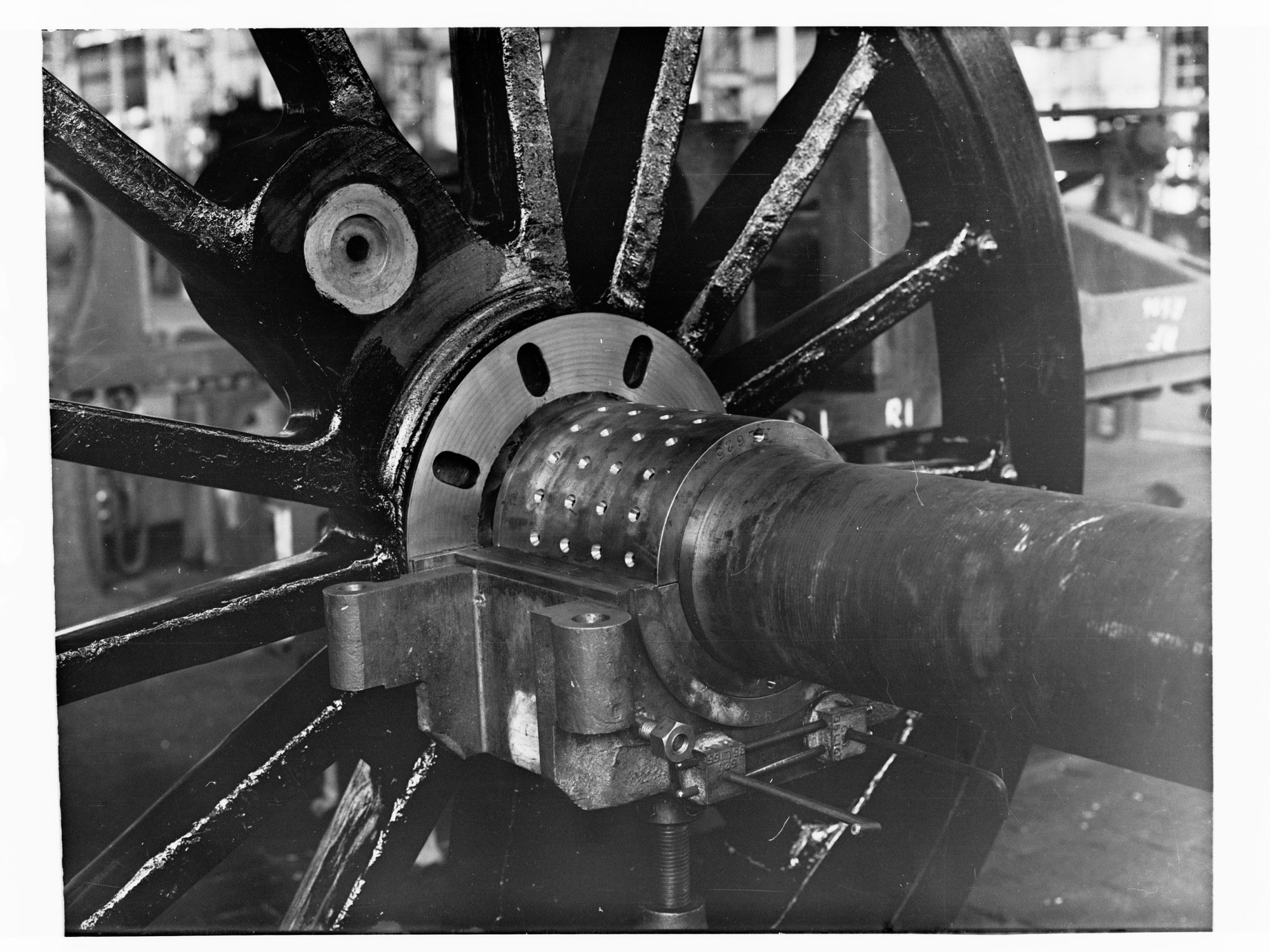 Axle and bearings, railway locomotive - Islington Railway workshop