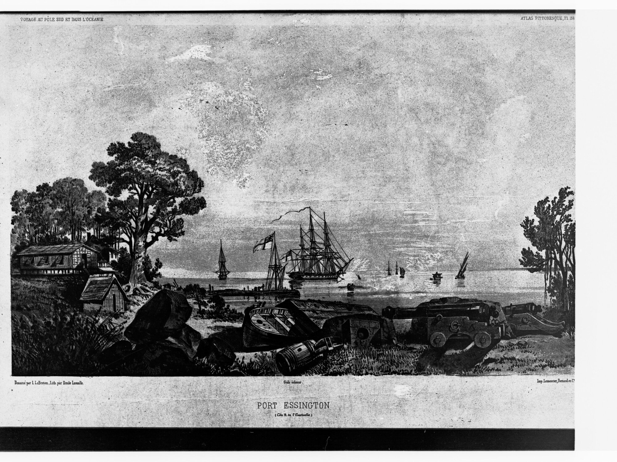Port Essington, Northern Territory - sketch showing sailing ships
