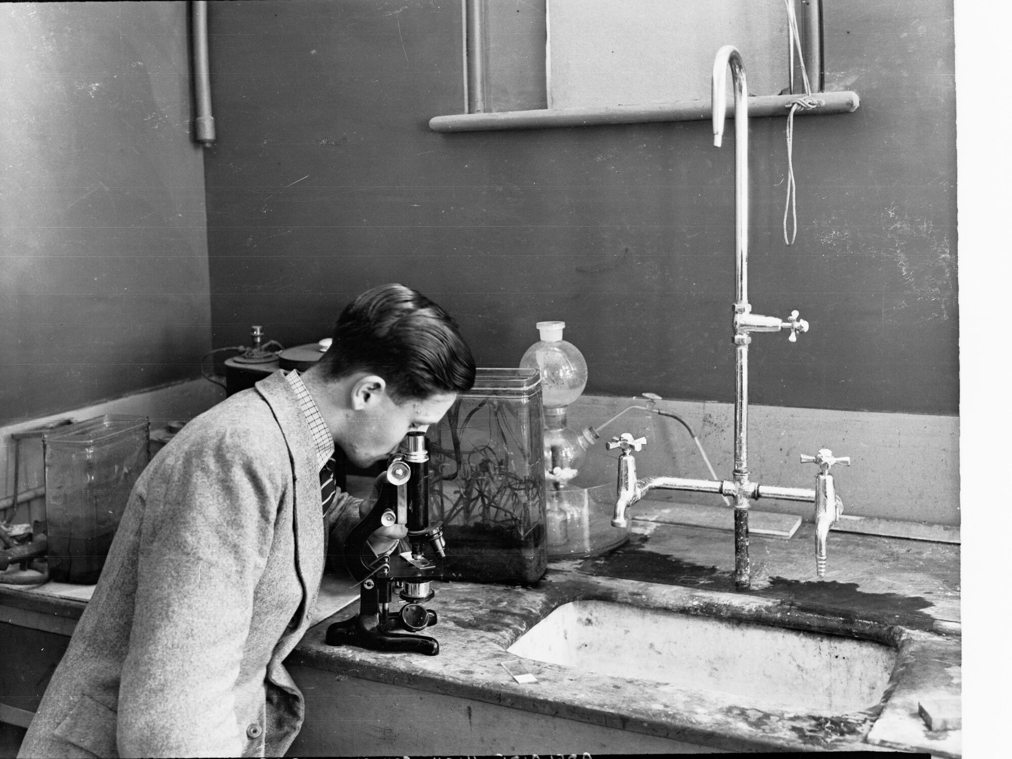 Adelaide High School Boy Looking Through Microscope