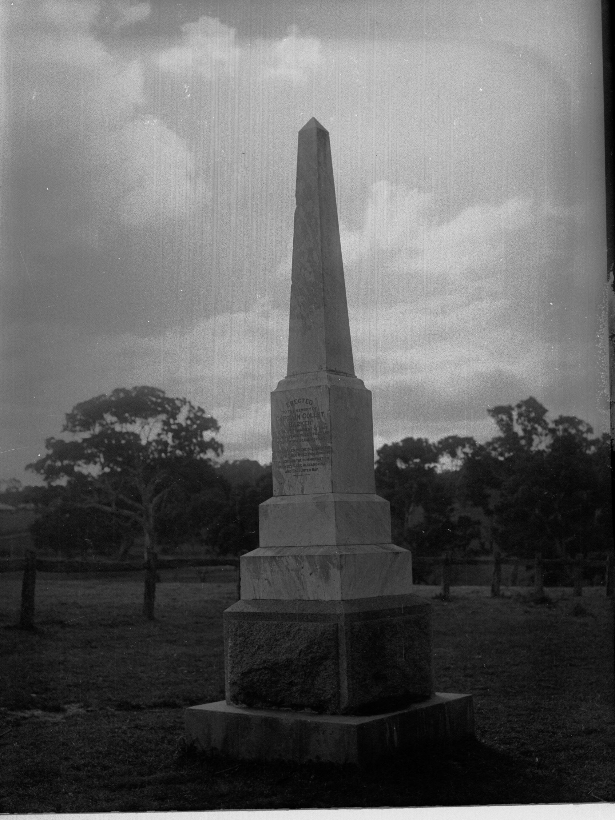 Mount Barker Town Showing Memorial in Memory of Captain Collet Barker