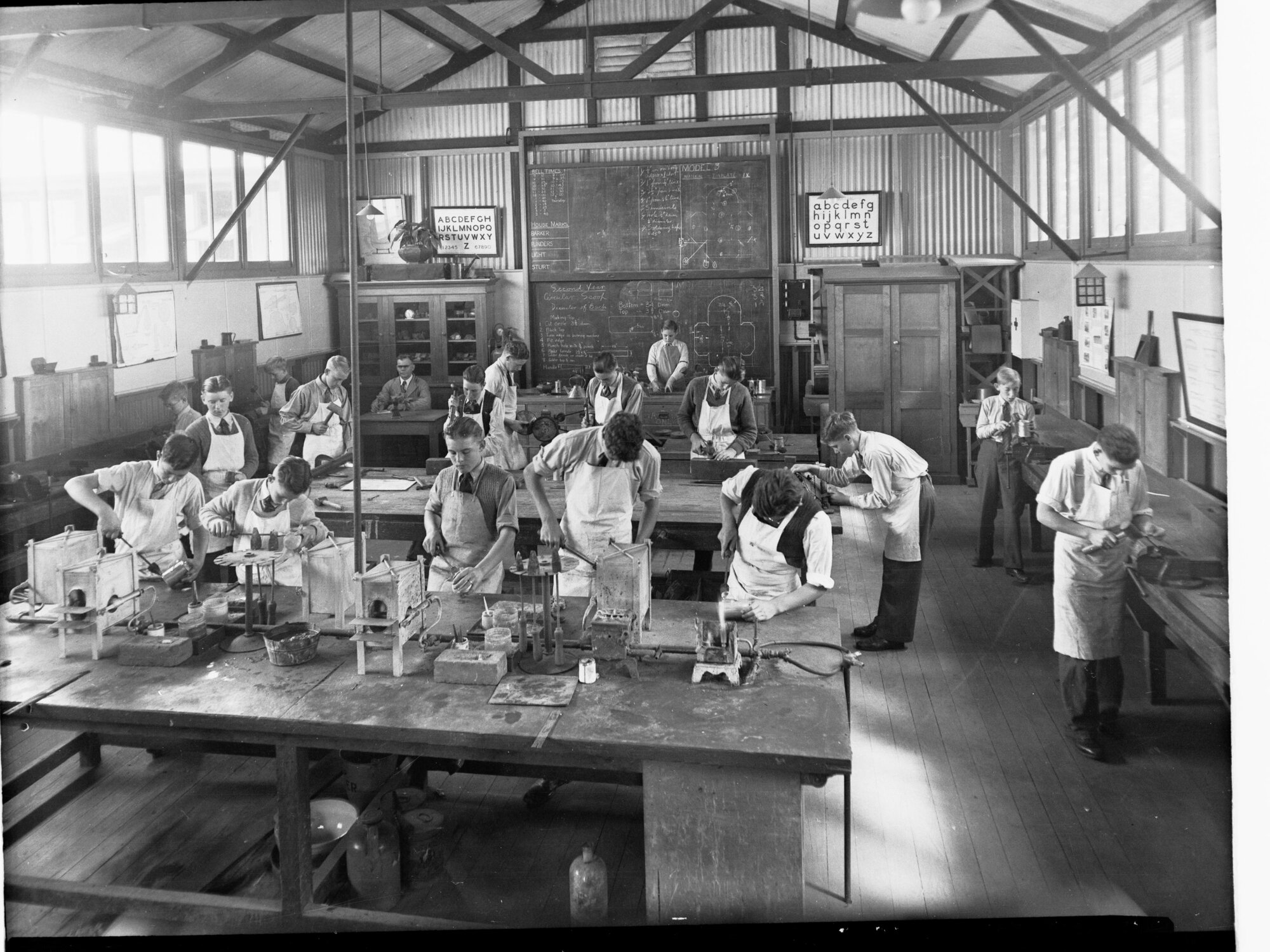 Metal work at Goodwood Boys Technical School, c1945