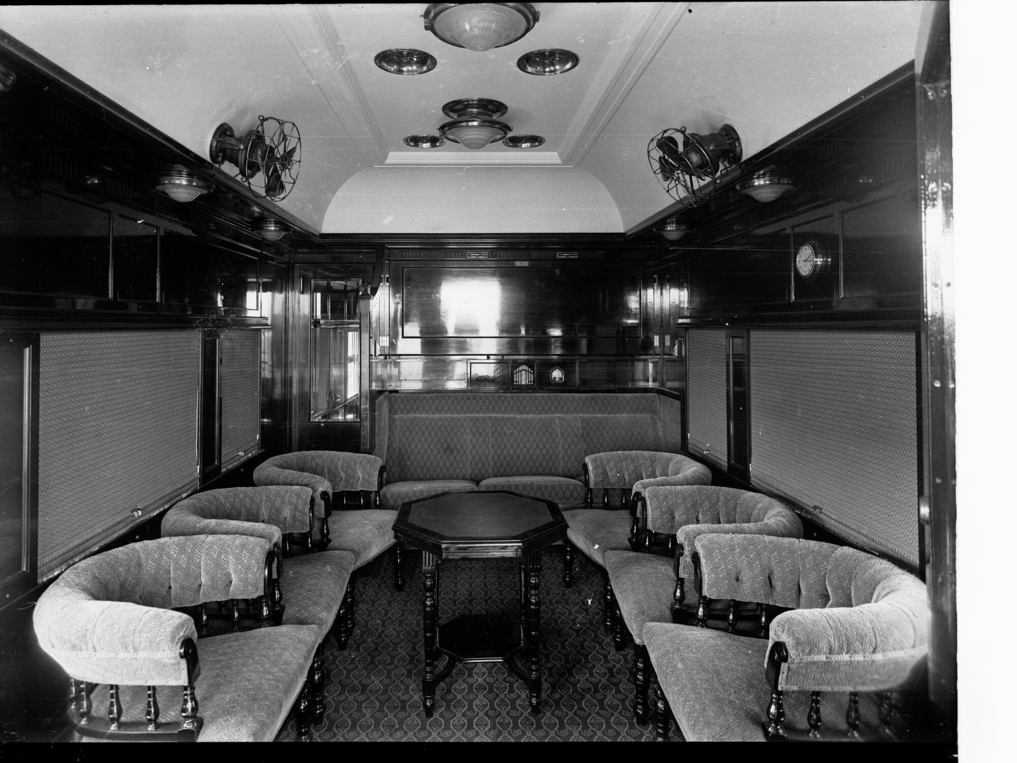 Interior of railway commissioners carriage