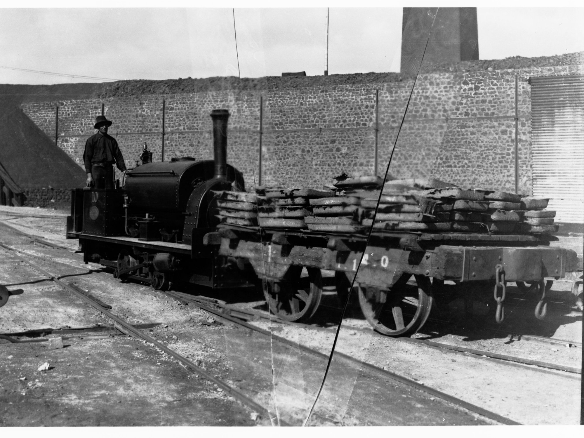 Blister copper cakes from converter in transit to refinery from Moonta Mines