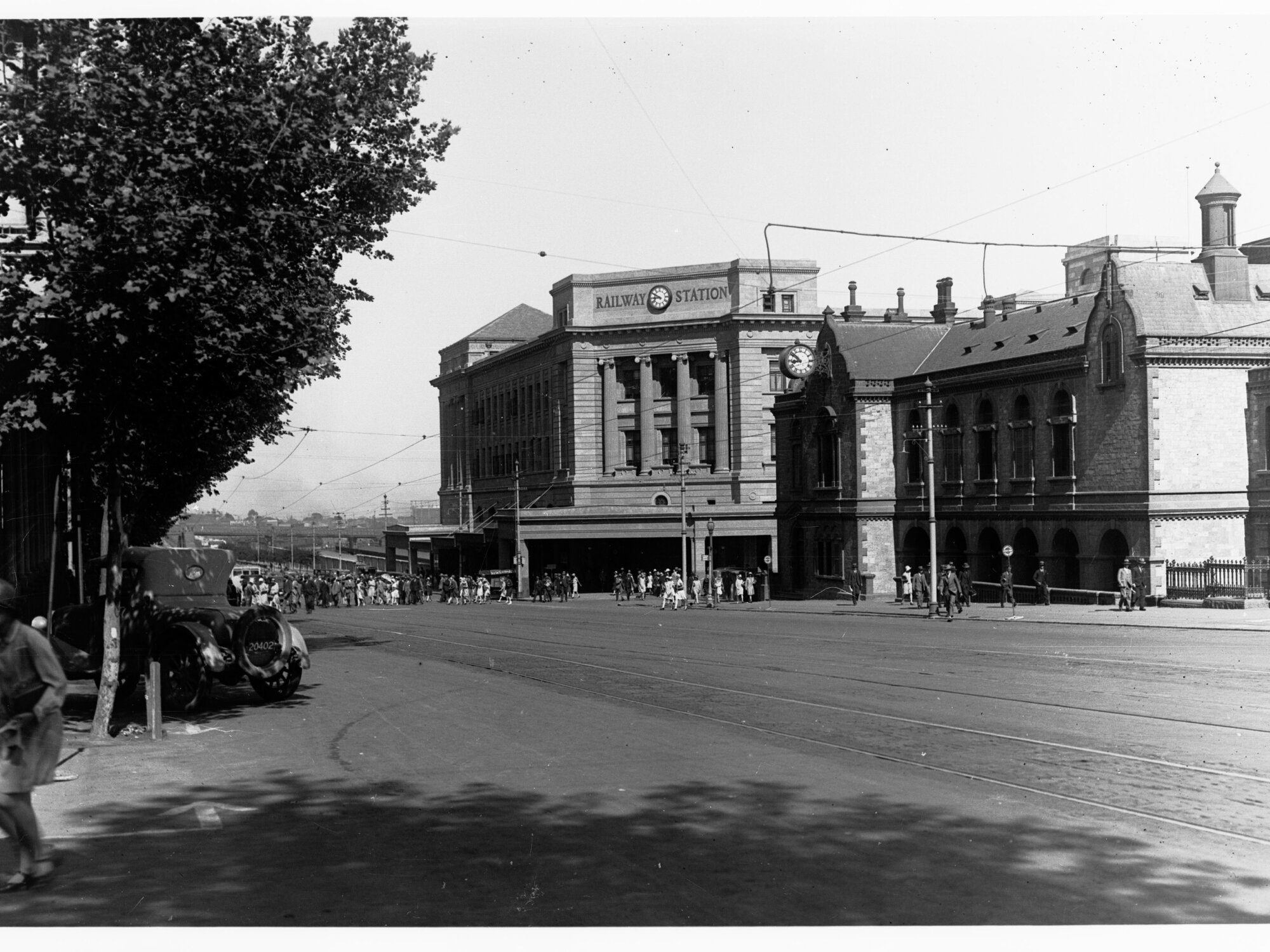 North Terrace showing front entrance to Railway Station and old Legislative council