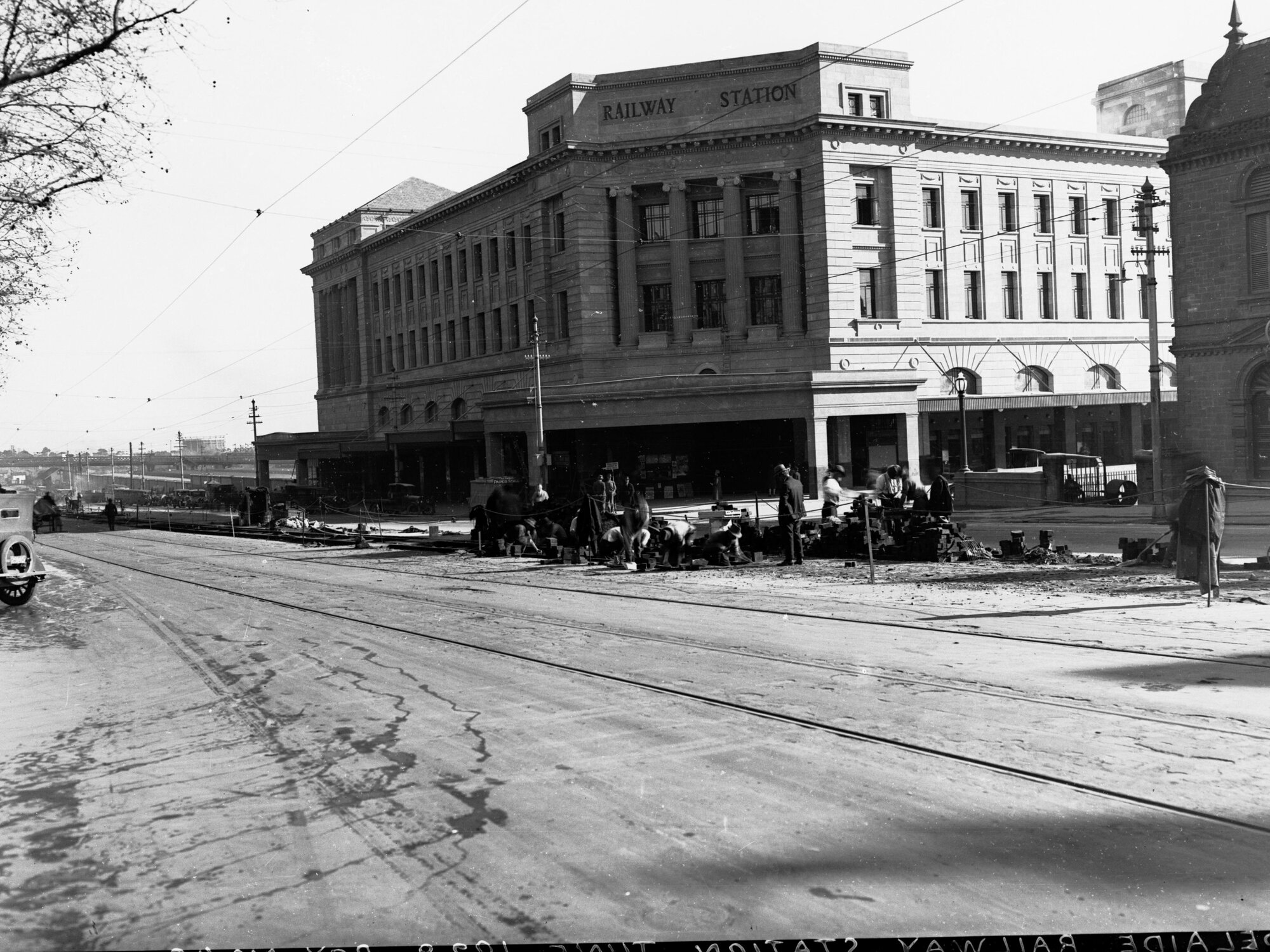 Construction of Adelaide Railway Station Showing Roadworks