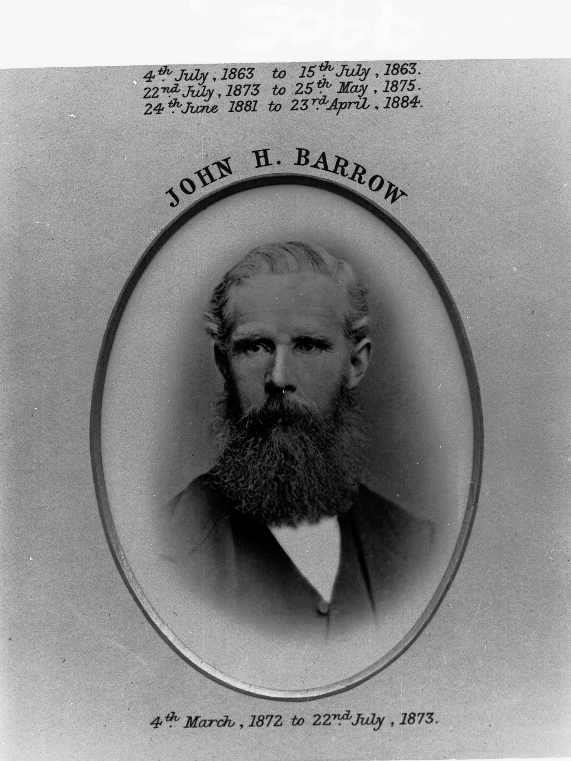 Portrait of John H. Barrow (copied for the Premiers Department September 24 1934)