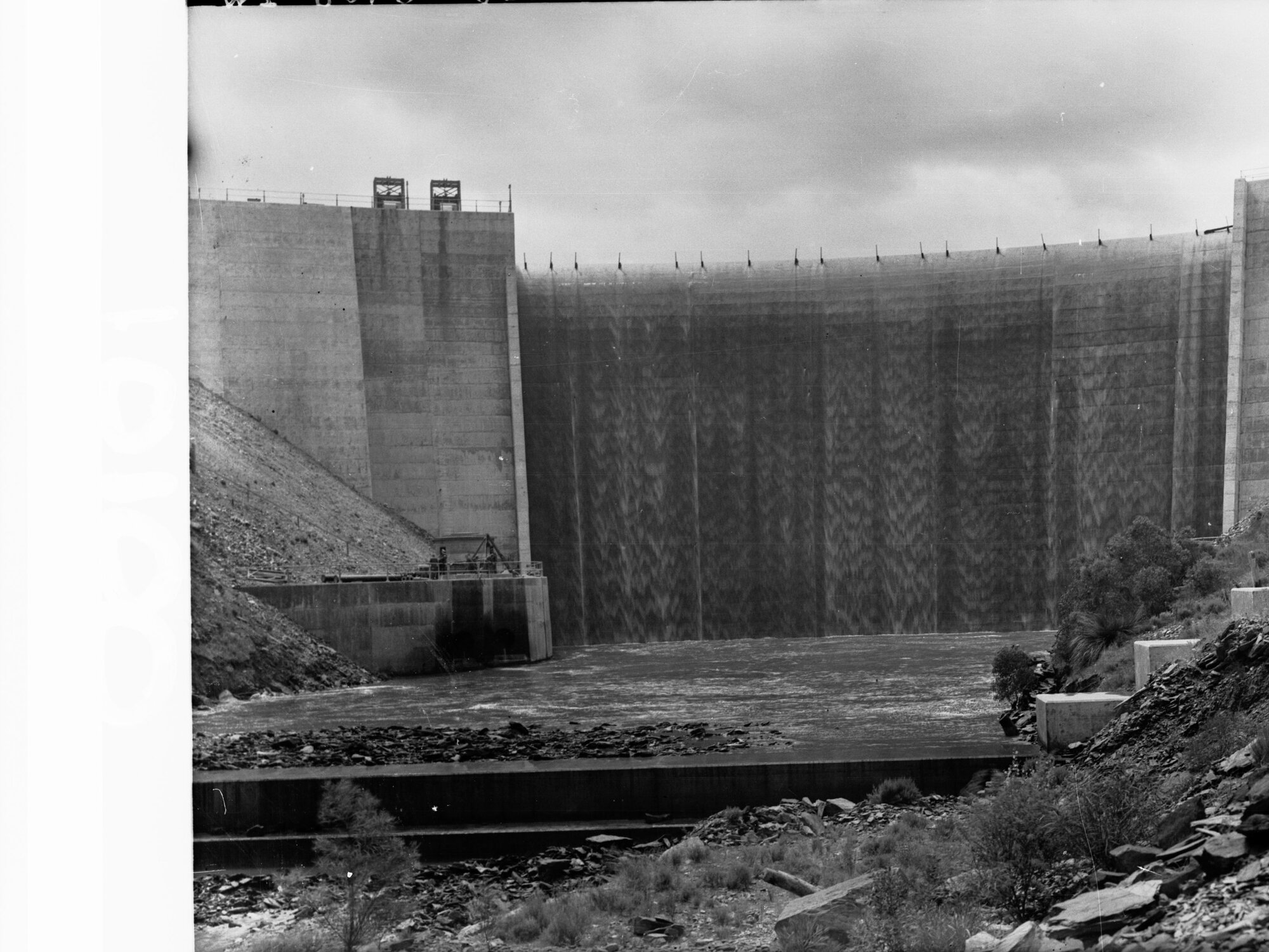 Mount Bold reservoir - first water to flow over spillway