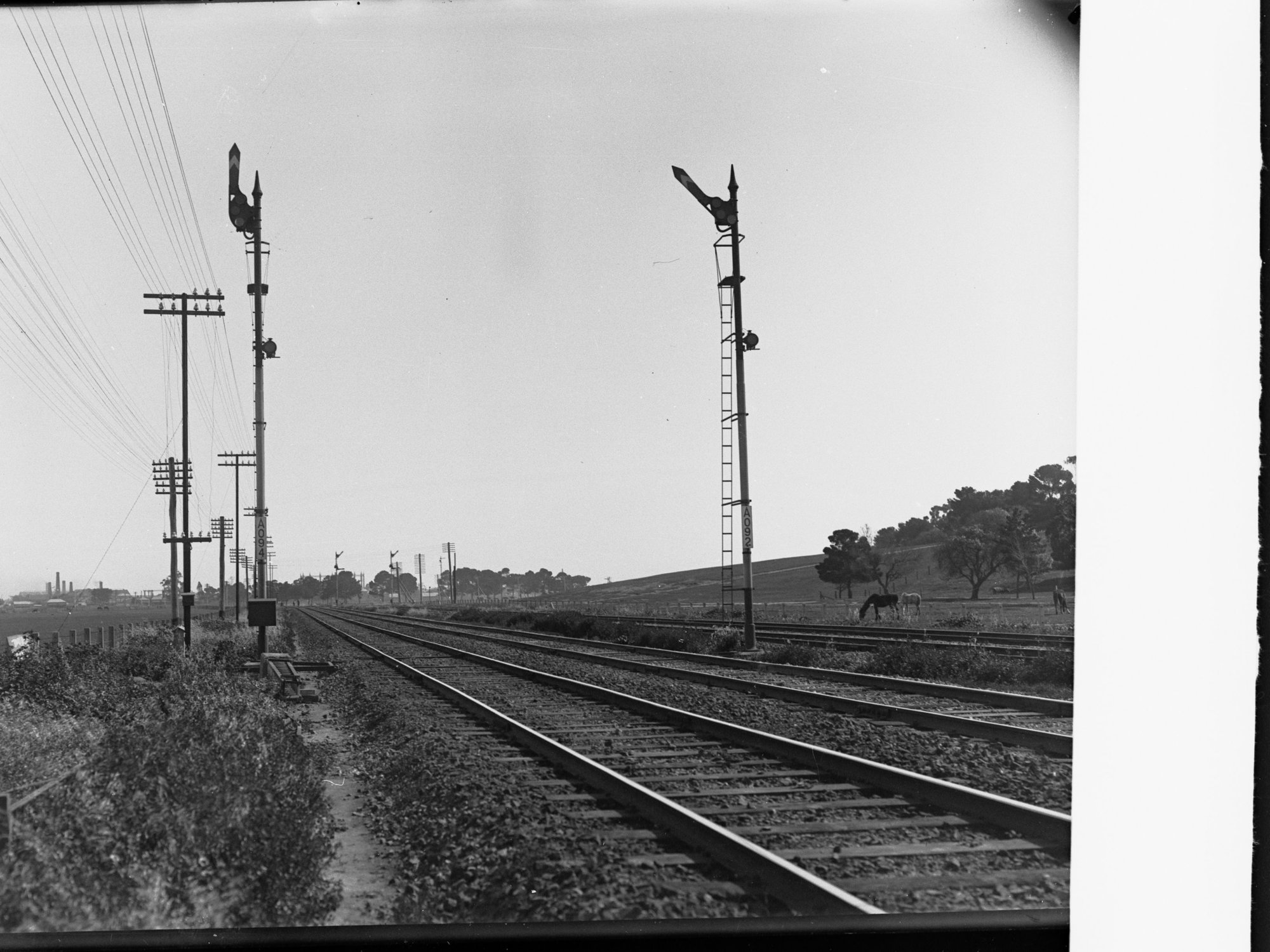 Tracks and signal lights, Port Adelaide line c1915