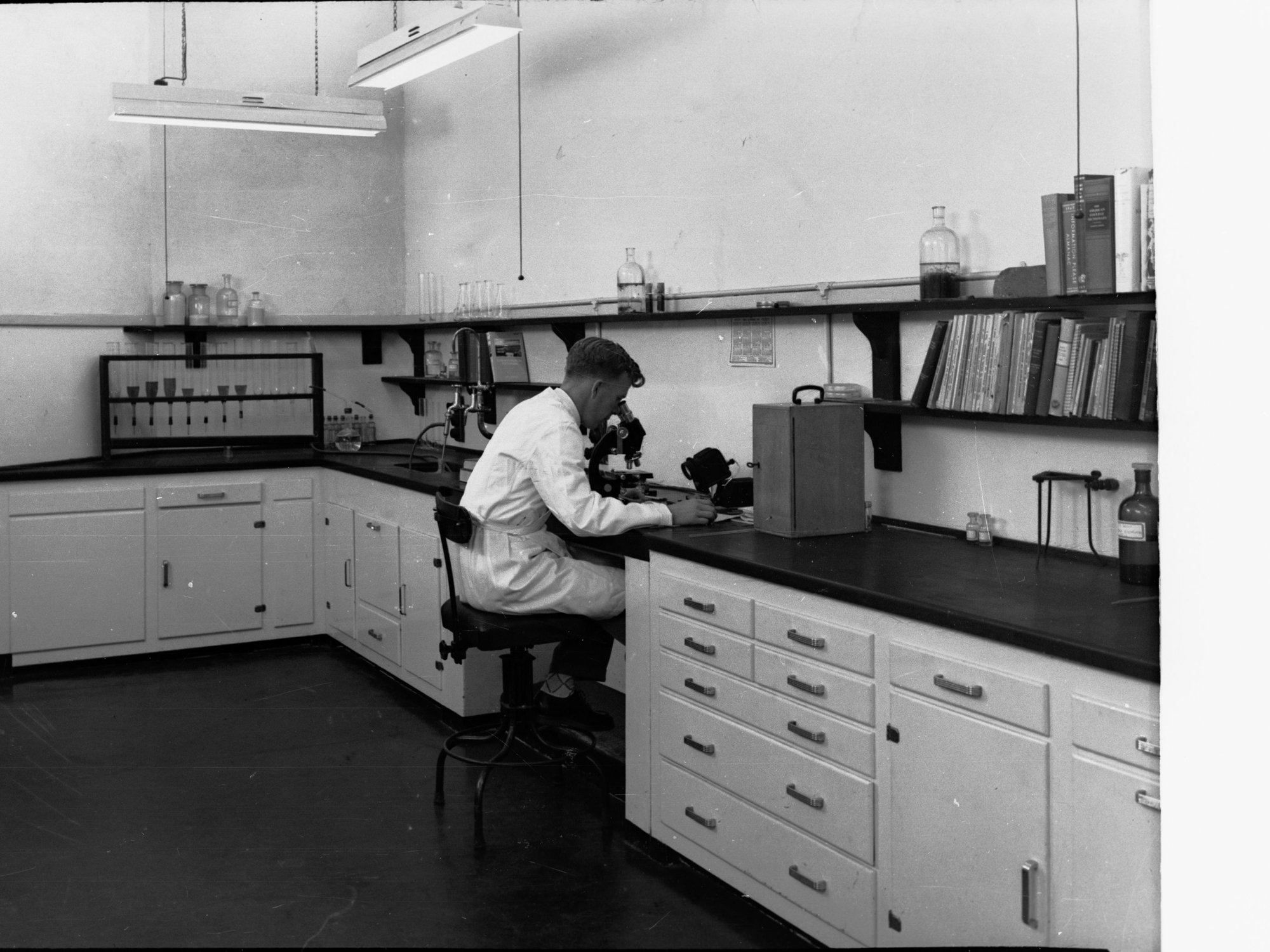 Engineering and water supply, man working in laboratory - Glenelg Sewerage Treatment Works
