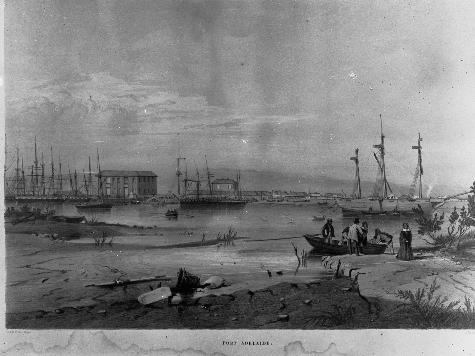 Painting of Port Adelaide in 1844 (painted by George French Angas) - copied 10 August 1923