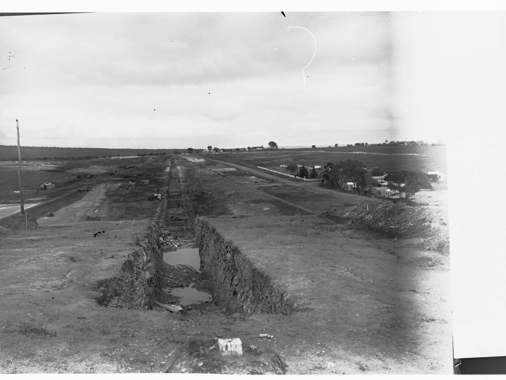 Happy Valley Waterworks - puddle trench looking south
