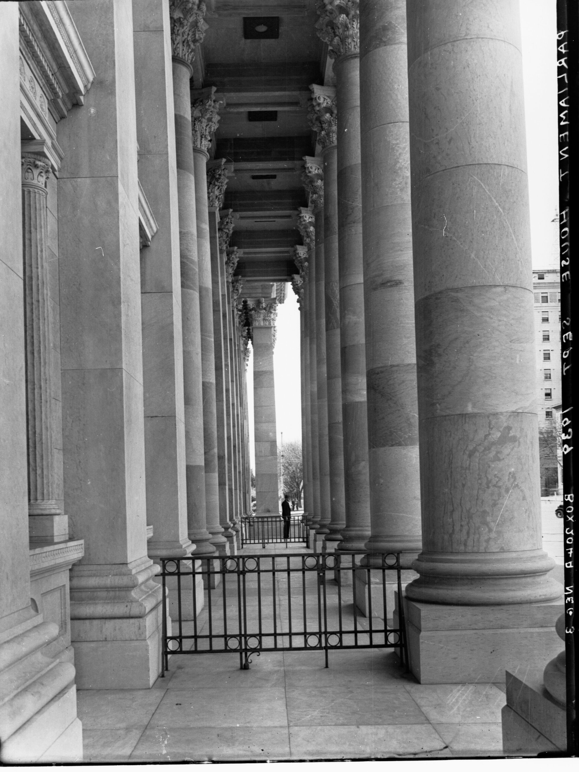 Parliament House from entrance showing columns
