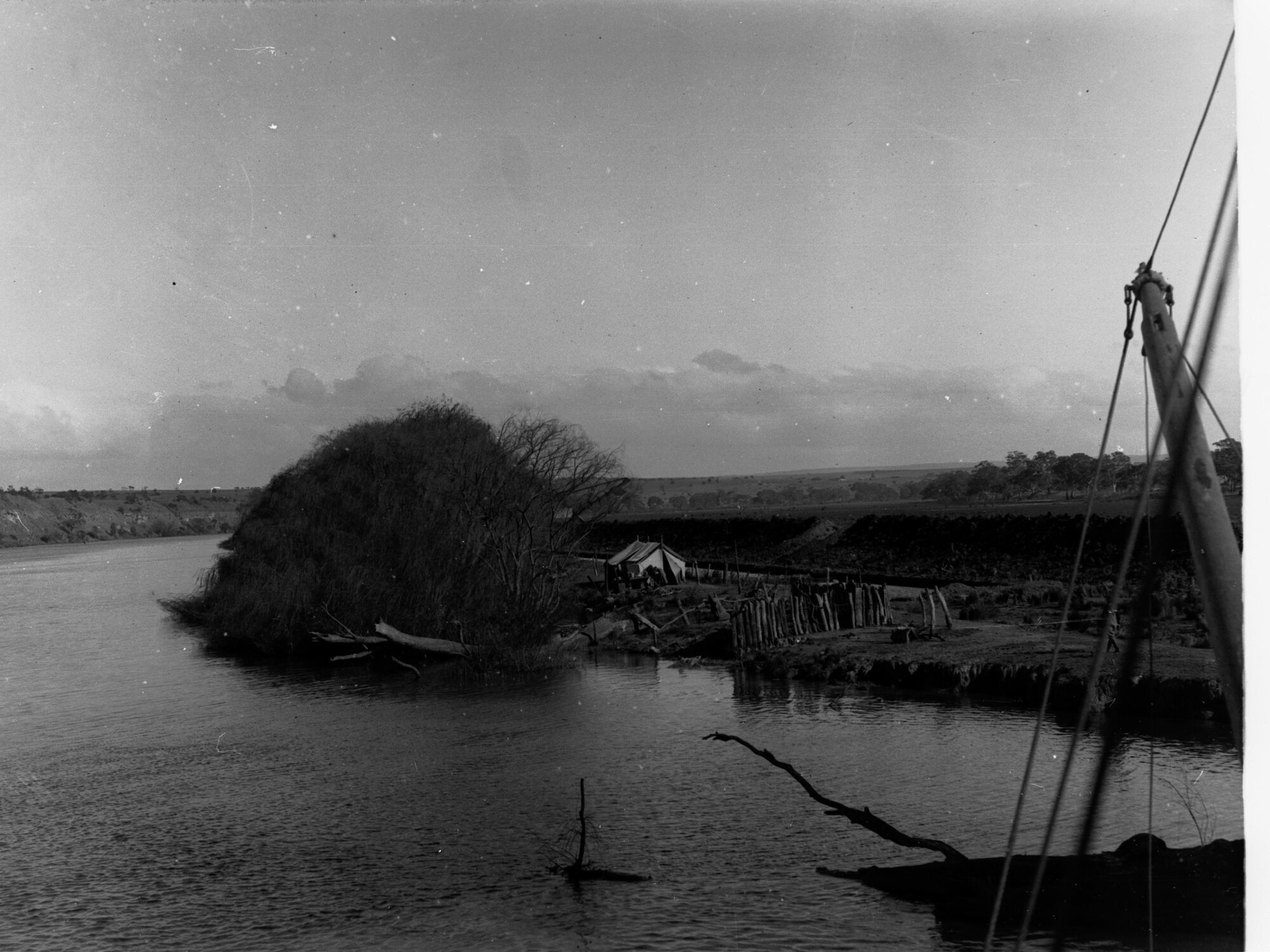 View of River Murray with Hut on river bank