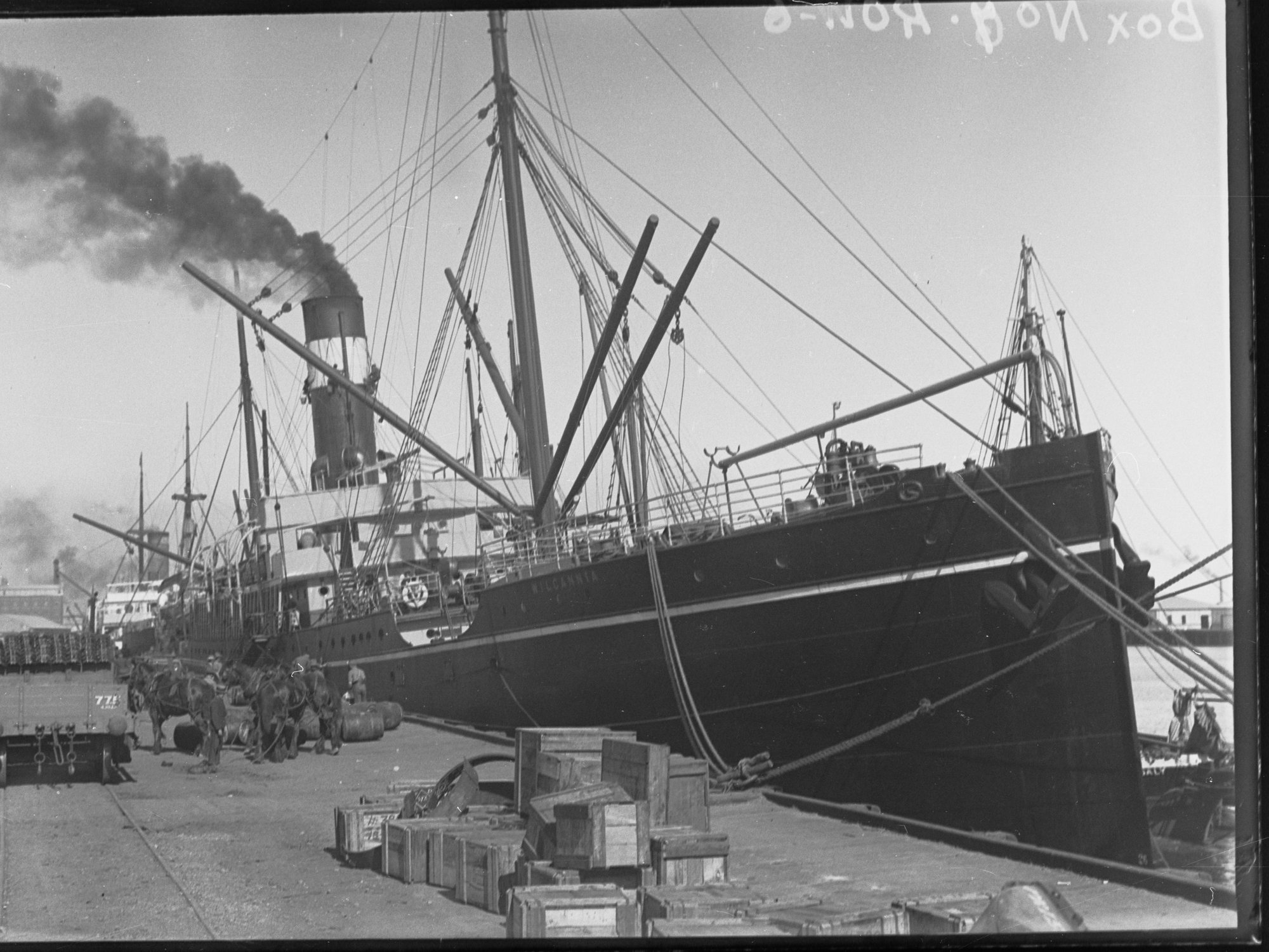 Shipping goods at Port Adelaide, steamship "Wilcannia"