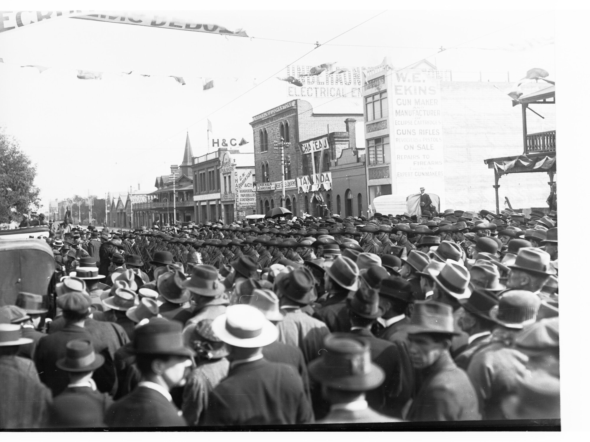 Opening of central Recruiting Depot, Currie Street Adelaide