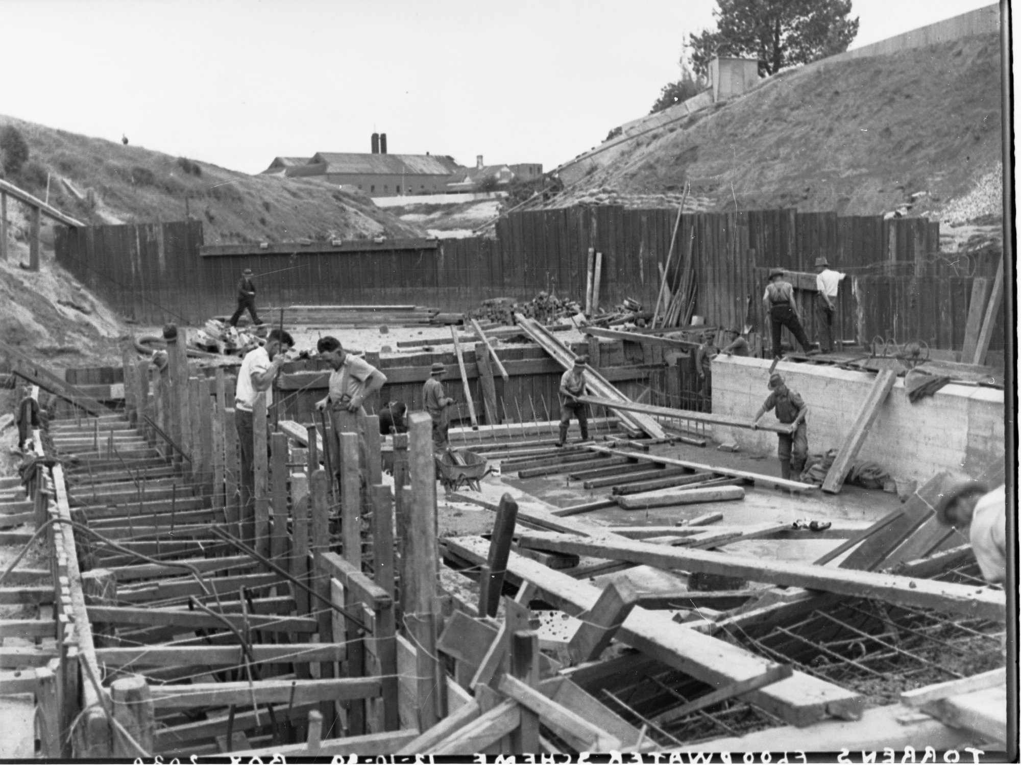 Torrens Floodwater Scheme Showing Men at Work