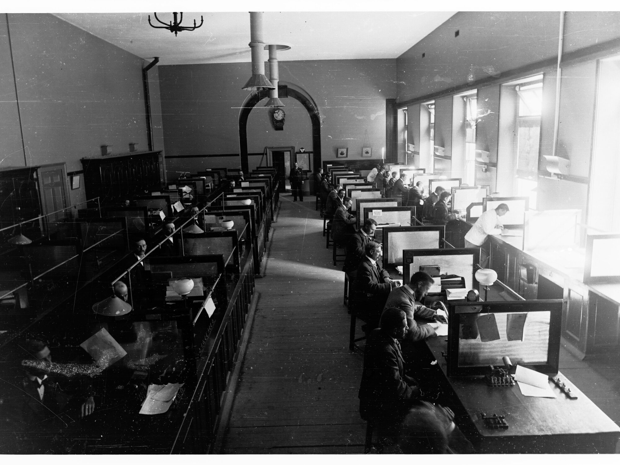 Men Working in Telegraph Section of Post Office