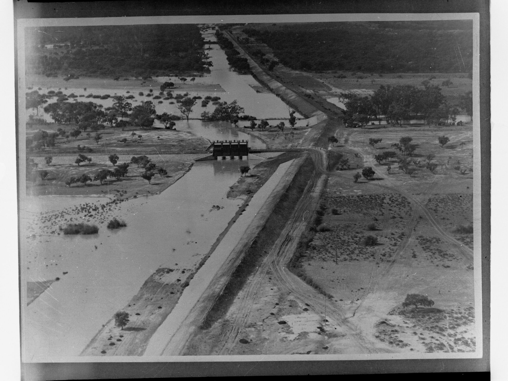 River Murray showing lock and bridge and irrigation channel