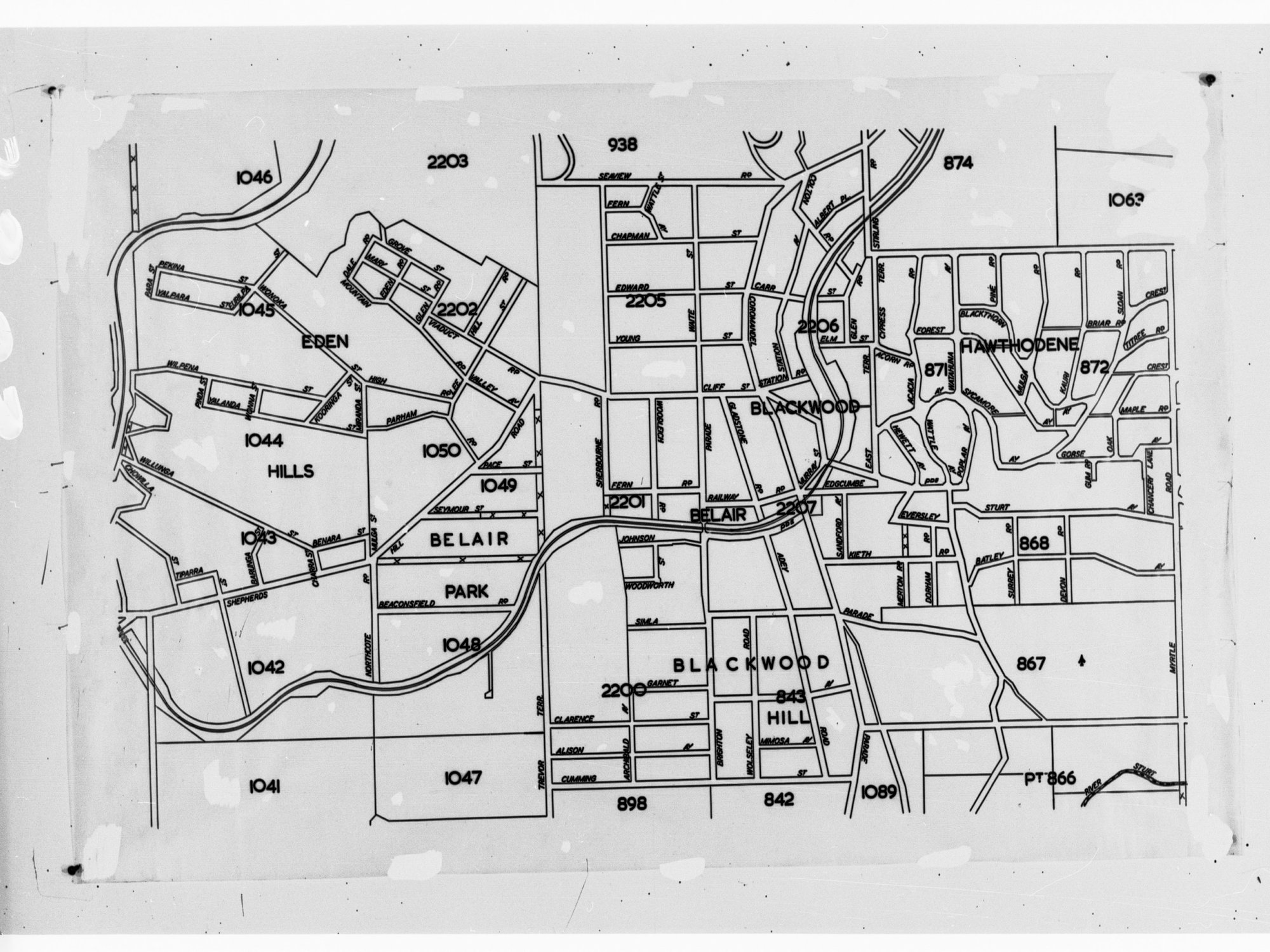 Map of Belair and Blackwood area - E&amp;WS negatives