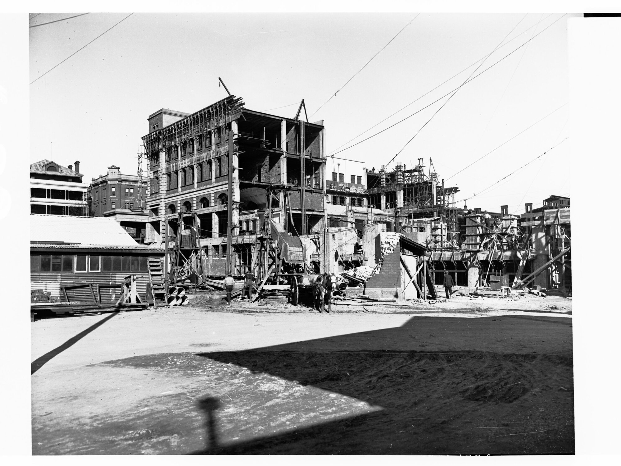 Adelaide Railway Station Under Construction Showing Workmen