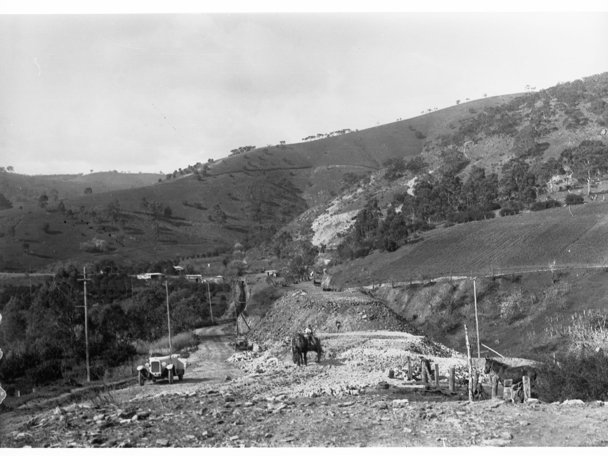 Torrens Gorge Road Showing Farms and Horse and Cart