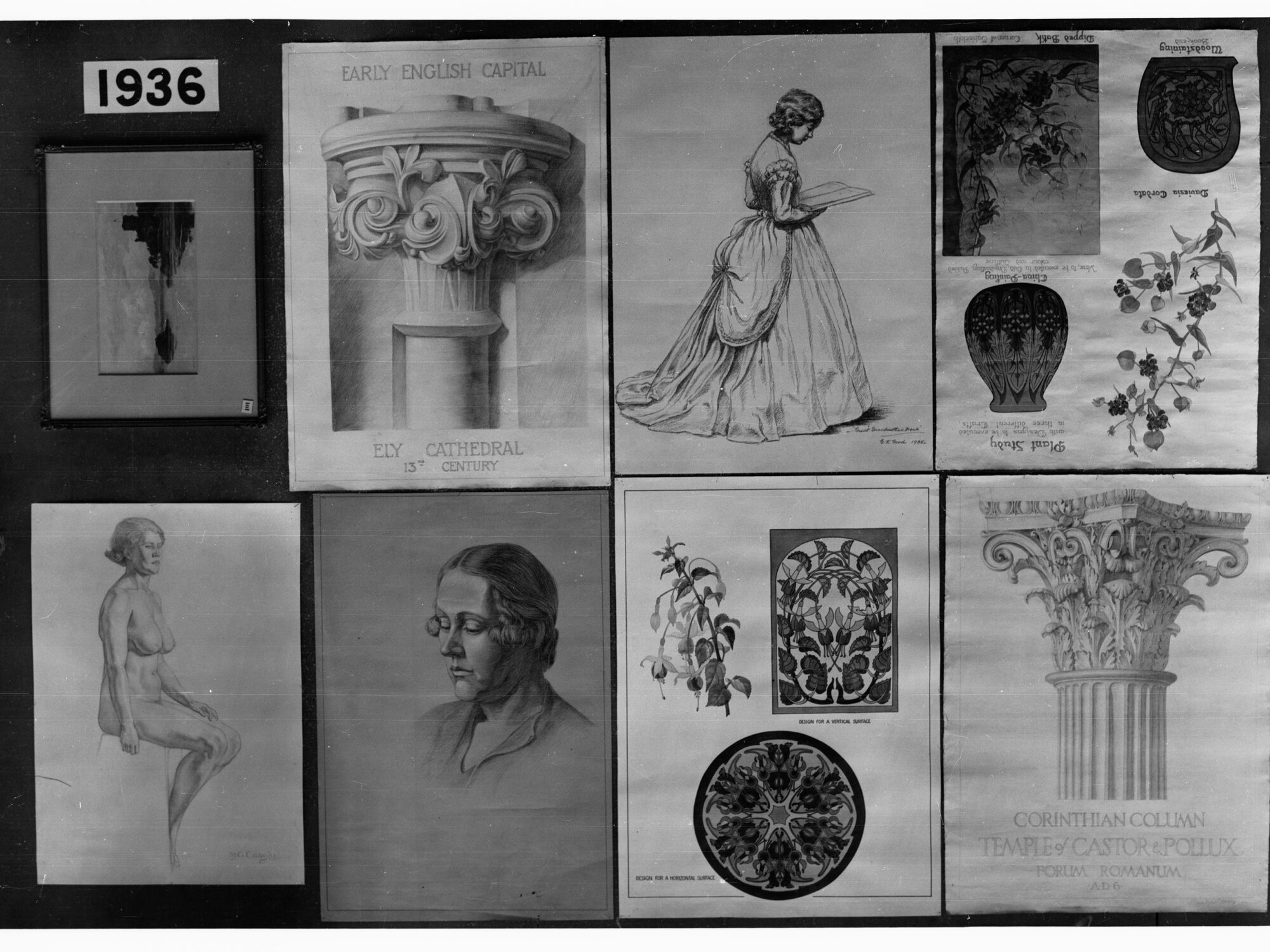 Art display showing sketches