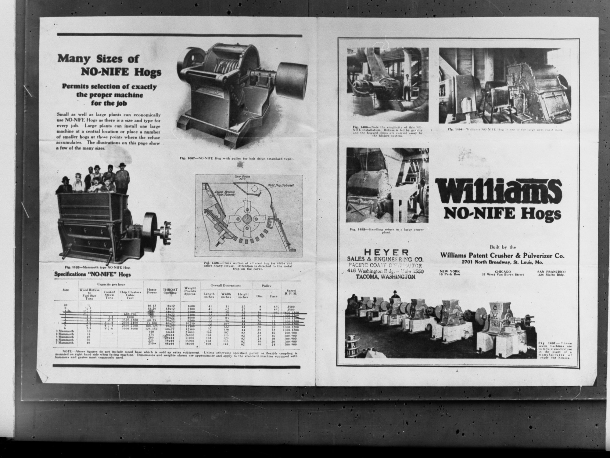 Advertisement for Forest Machinery Williams No-Nife Hogs